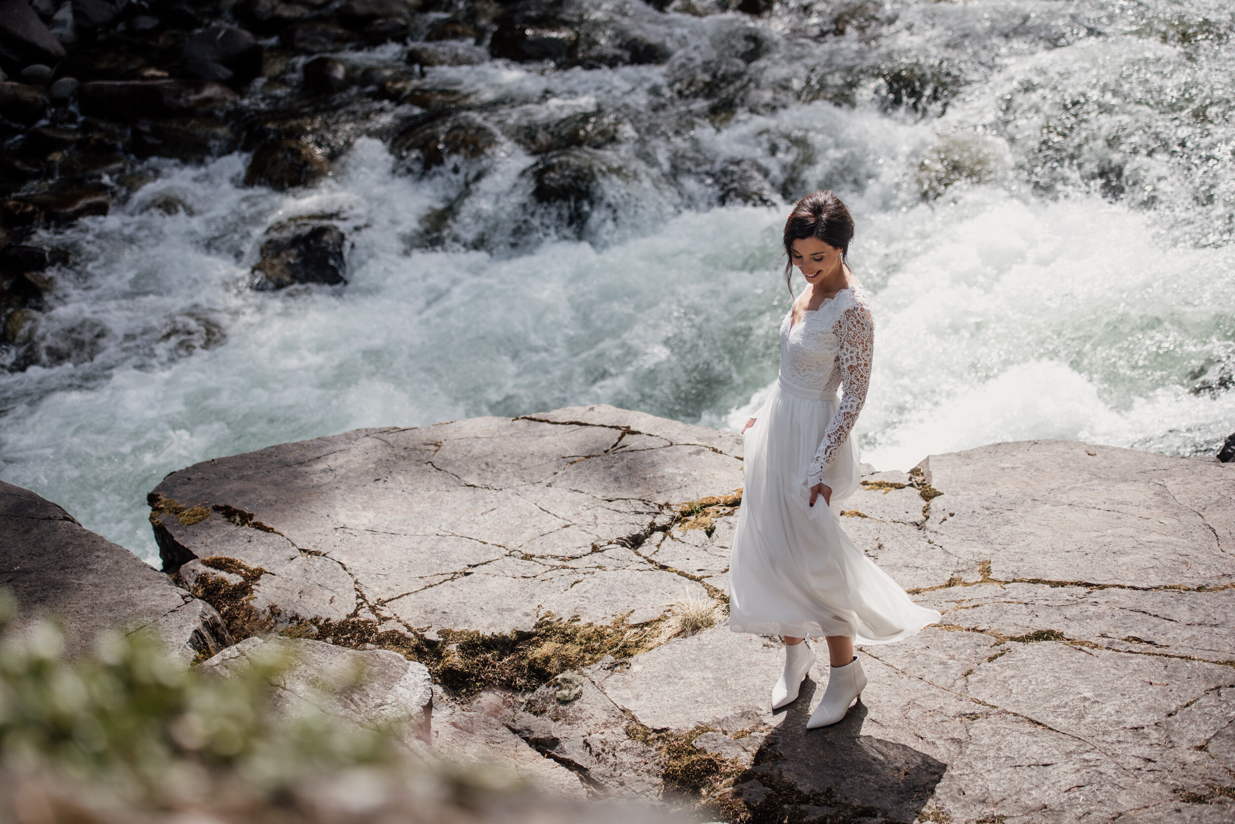 Portrait of Bride by the river in Whistler