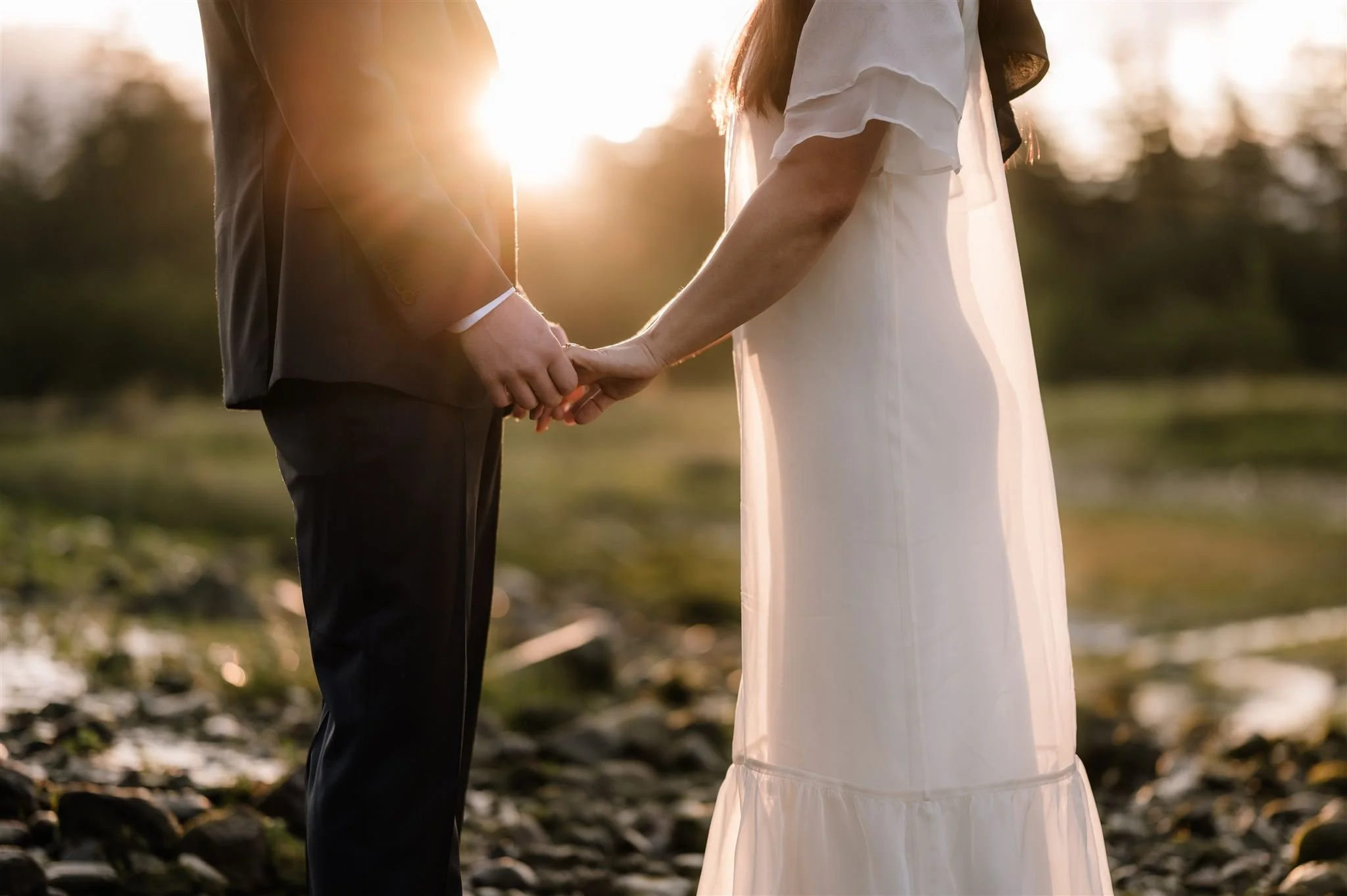 Sunrise elopement in Squamish with the Stawamus Chief in the background