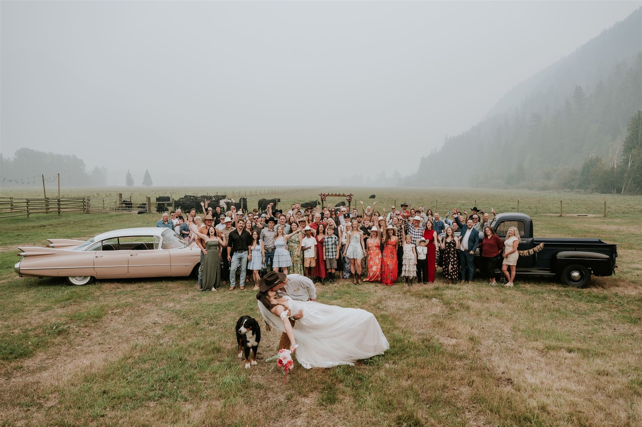 Group Photo Backyard Farm Wedding in Pemberton