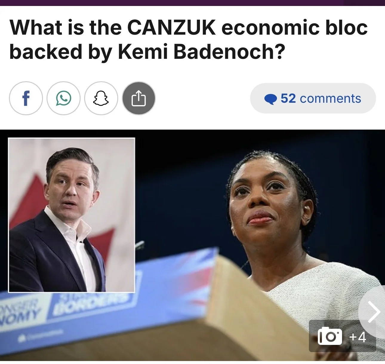 What is the CANZUK economic bloc backed by Kemi Badenoch?