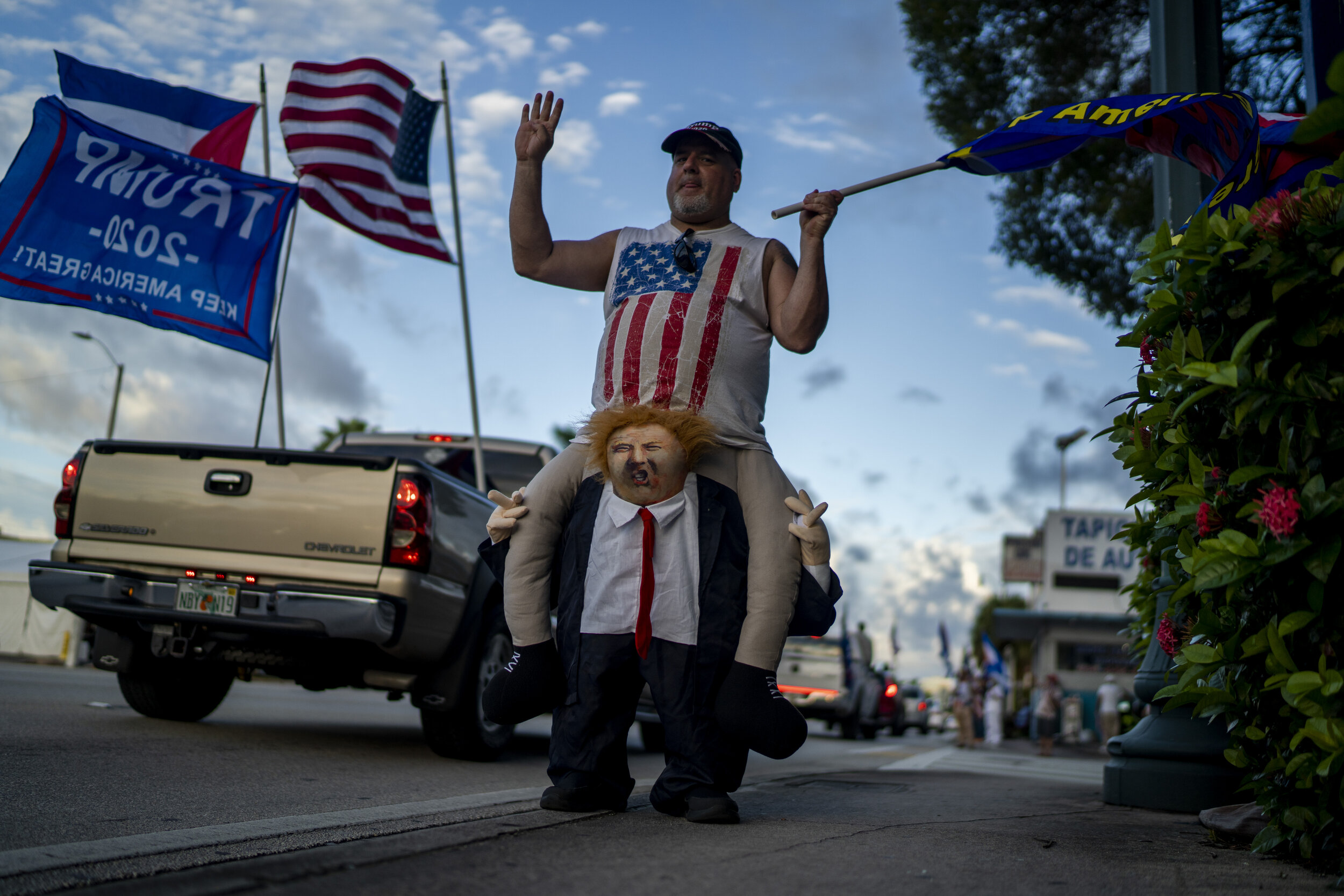 Trump supporters during a car parade in Miami, Florida.