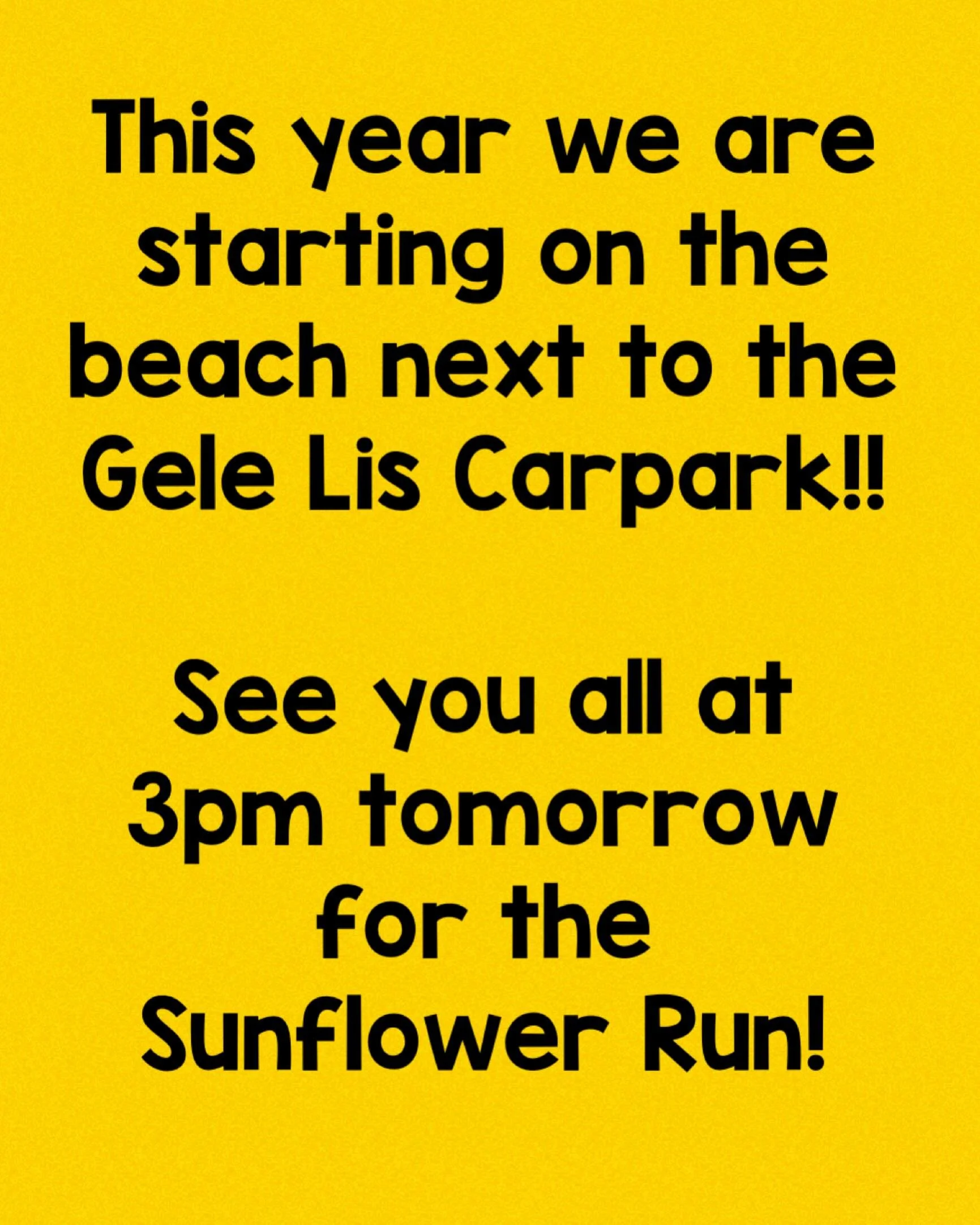 One day to go until the Sunflower Run 2026!

Join us in person on Sunday June 28th at 3pm at
Vlietland Voorschoten - on the beach next to the Gele Parking Lot!

Virtual event: June 27th - July 5th wherever you are in
the world!

Come and join us in r