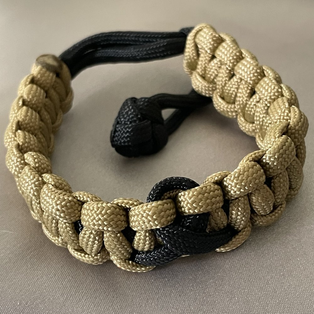 Gold Paracord Bracelet W/Black Accent Ribbon — Kittie's Warriors Foundation