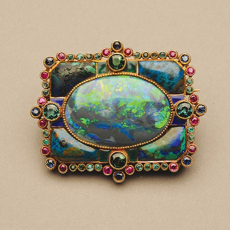 Marie Zimmermann, American Arts &amp; Crafts jeweler, and Pratt alum, crafted this magnificent black opal brooch between 1920 and 1928. It is currently on display as part of the Metropolitan Museum of Art&rsquo;s collection. Precious opals like these