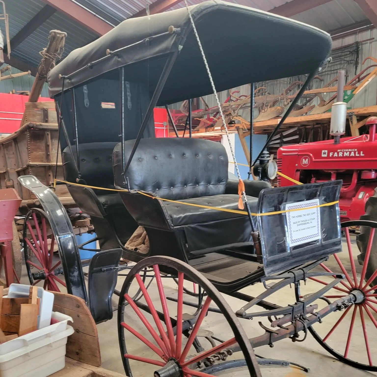 Here is a carriage that you can see along with many other farming artifacts when you visit the Dillon Farm Museum. The Dillon Farm Museum is closed for the season, but make sure to visit the website at dillonfarmmuseum.org for more information about 