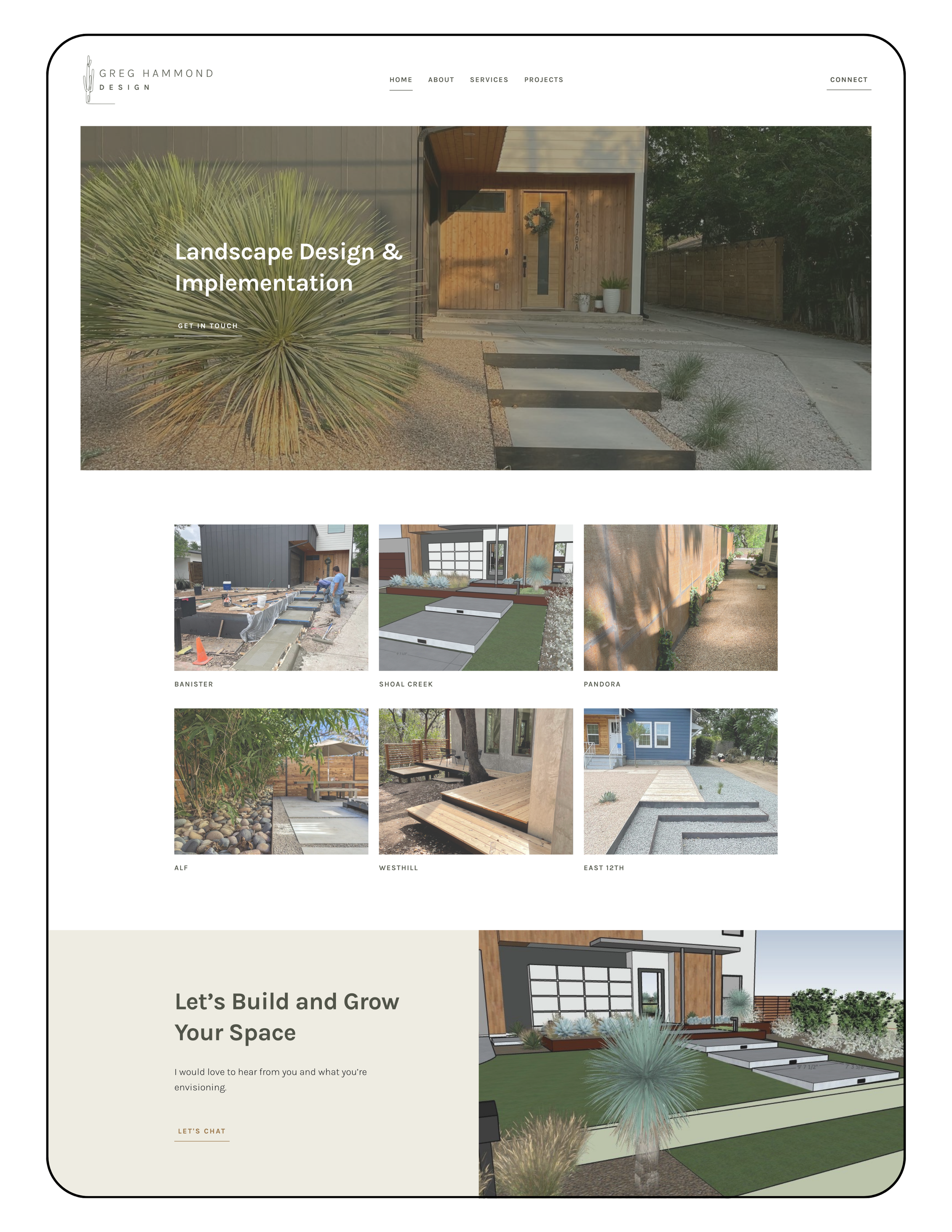 Greg Hammond Design homepage of website