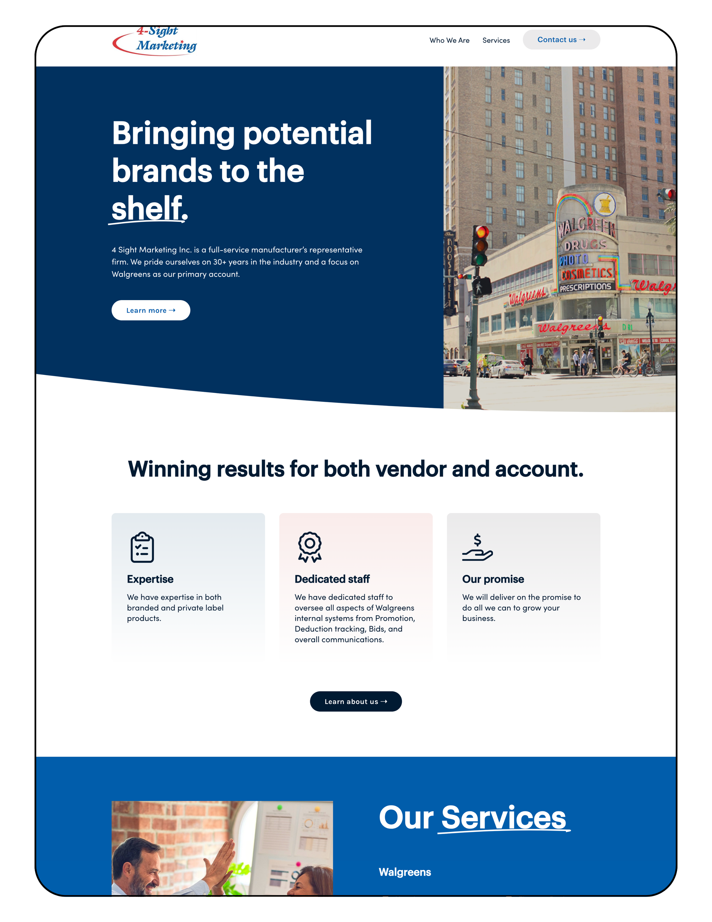 4 Site Marketing homepage of website
