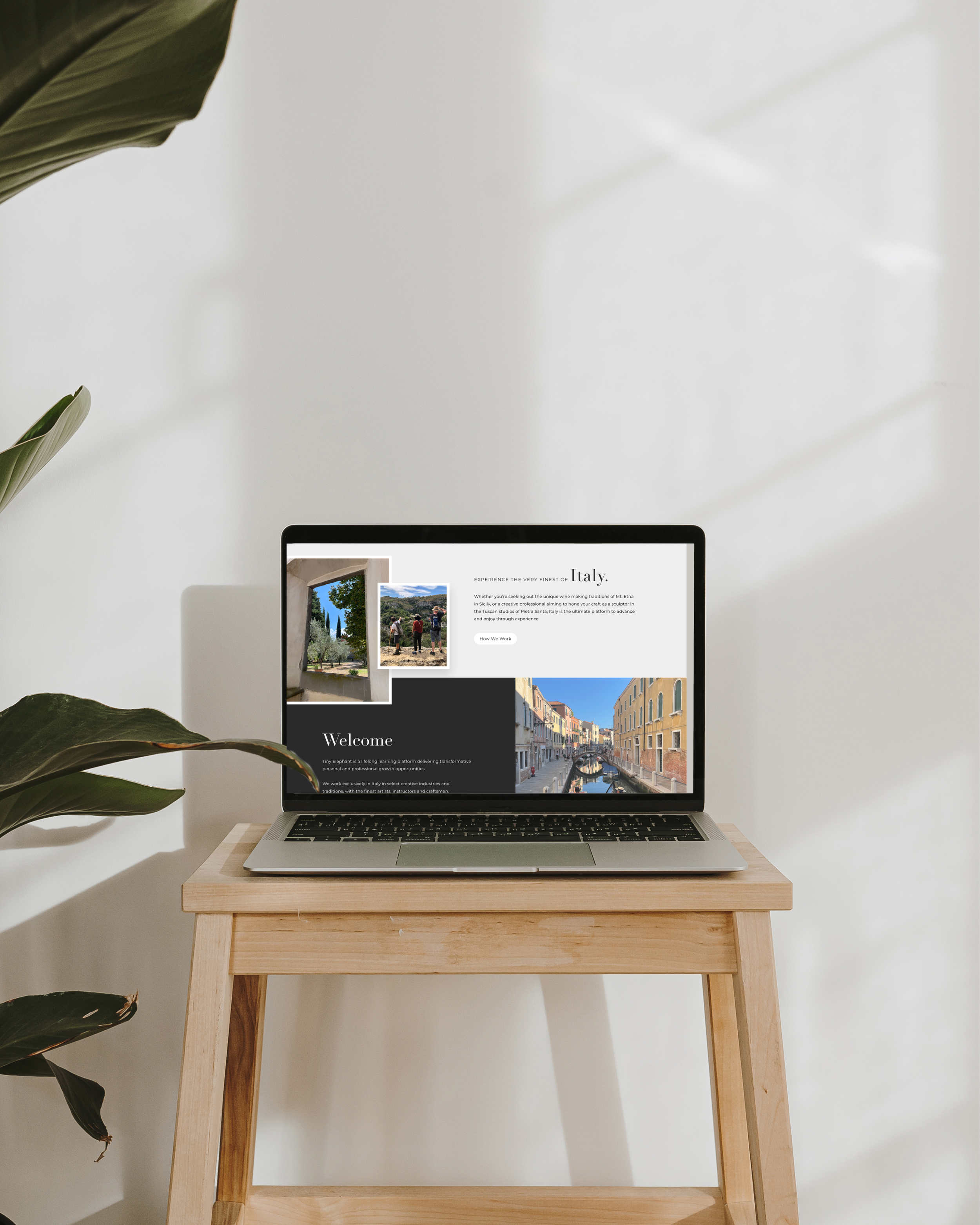 Travel website design on a laptop