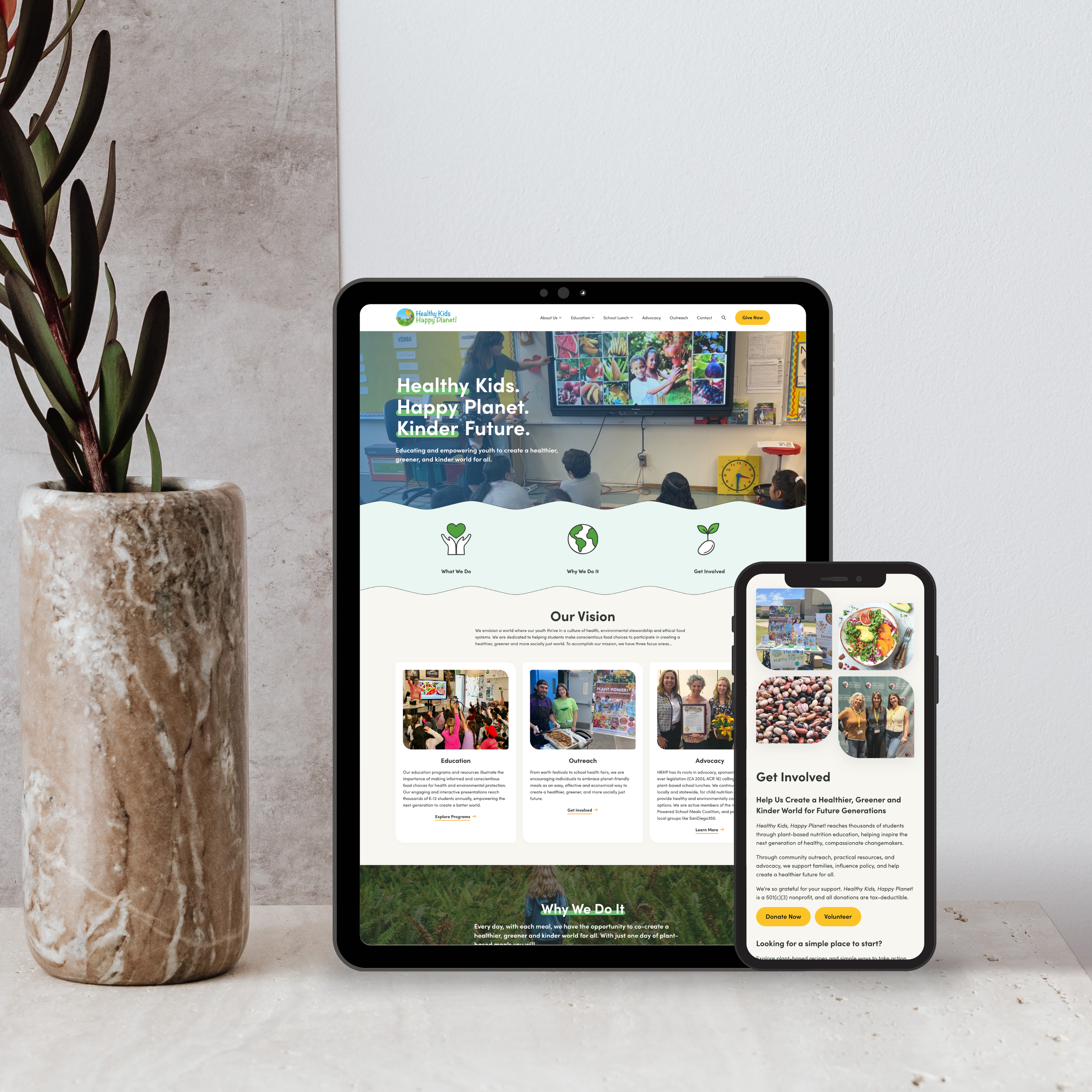 Squarespace website design shown on a tablet and phone