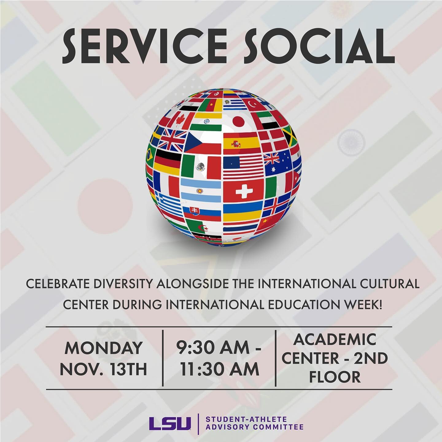 At Tigerlife we embrace and celebrate diversity! We invite you to celebrate with us by flag making and banner painting for the LSU International Cultural center.