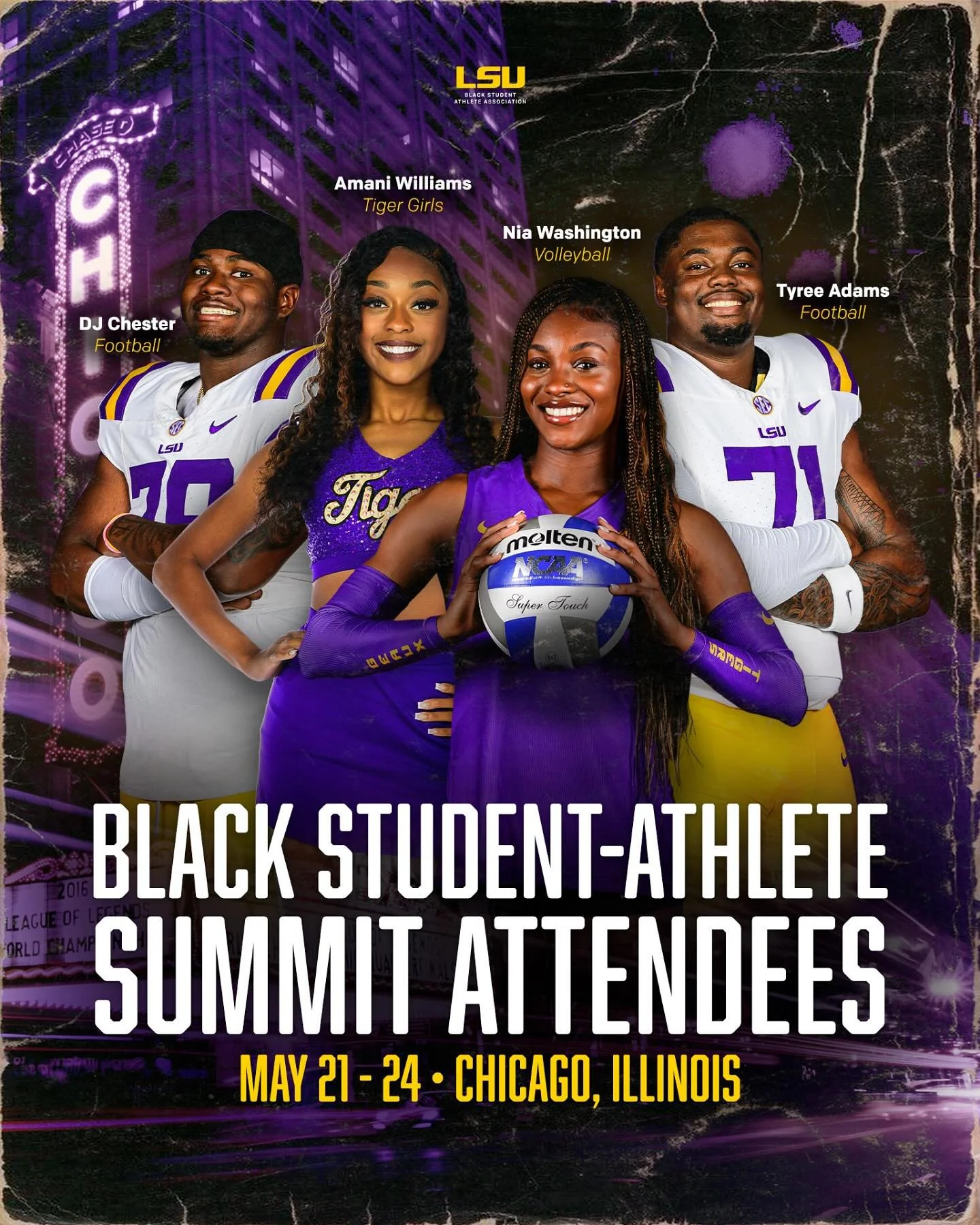 We are excited to have these 4️⃣ Tigers represent LSU at the Black Student-Athlete Summit.