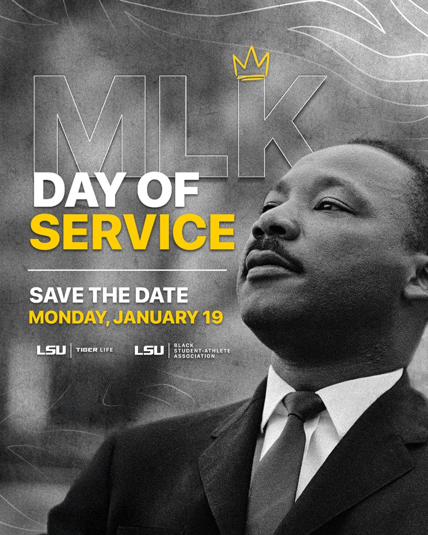 MLK Day of Service is back for 2026, Tigers! 💛
Check your email for all the details on this year&rsquo;s service sites and the sign-up link. Secure your spot early and be a part of making a meaningful impact across the Baton Rouge community!