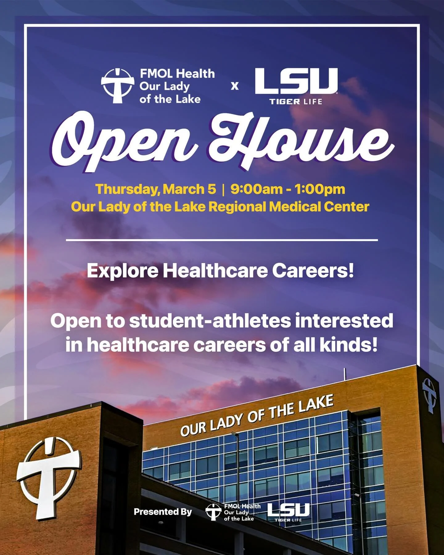 Interested in a career in healthcare🩺? Join us for a visit to Our Lady of the Lake to meet healthcare professionals, explore career paths, and practice life saving skills in LSU&rsquo;s Stimulation Lab ! 

🚨RSVP using the link in our bio