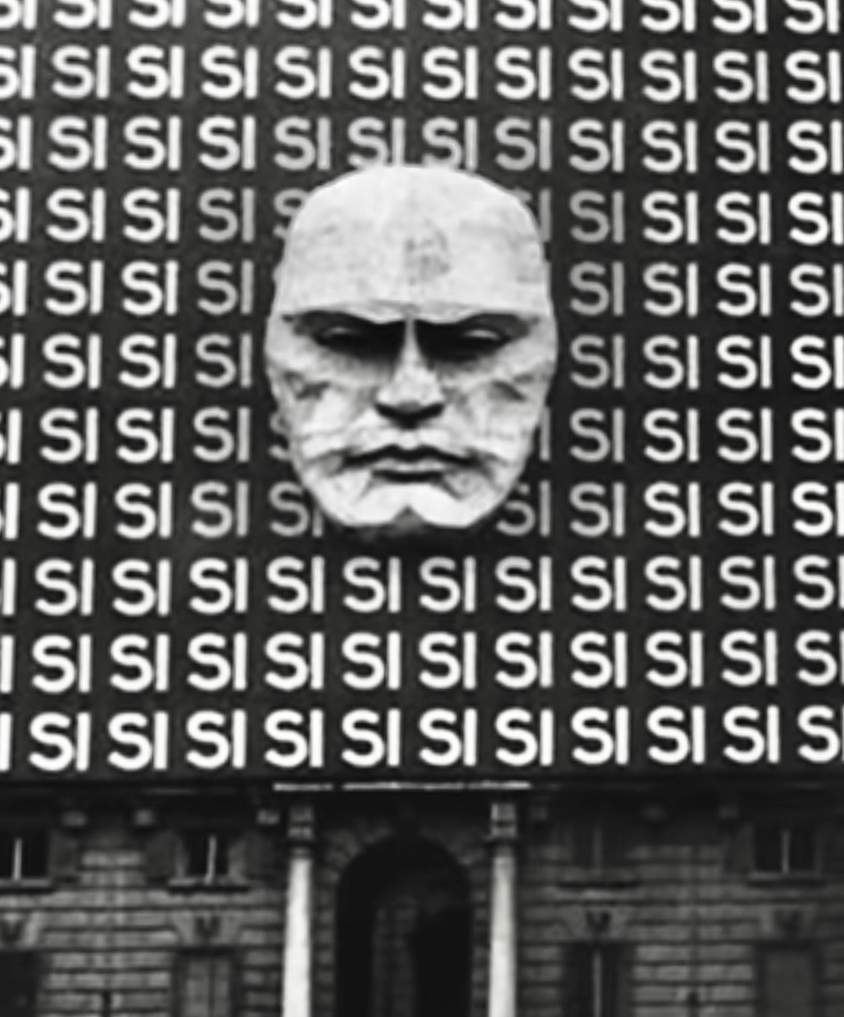 This was the exterior fa&ccedil;ade to the voting booths (or rather tables) for Italians who were to decide whether to vote for a Fascist government by selecting either a Yes (Si) or No ballot. 

The vote was counted and Fascism received  10,000,000 