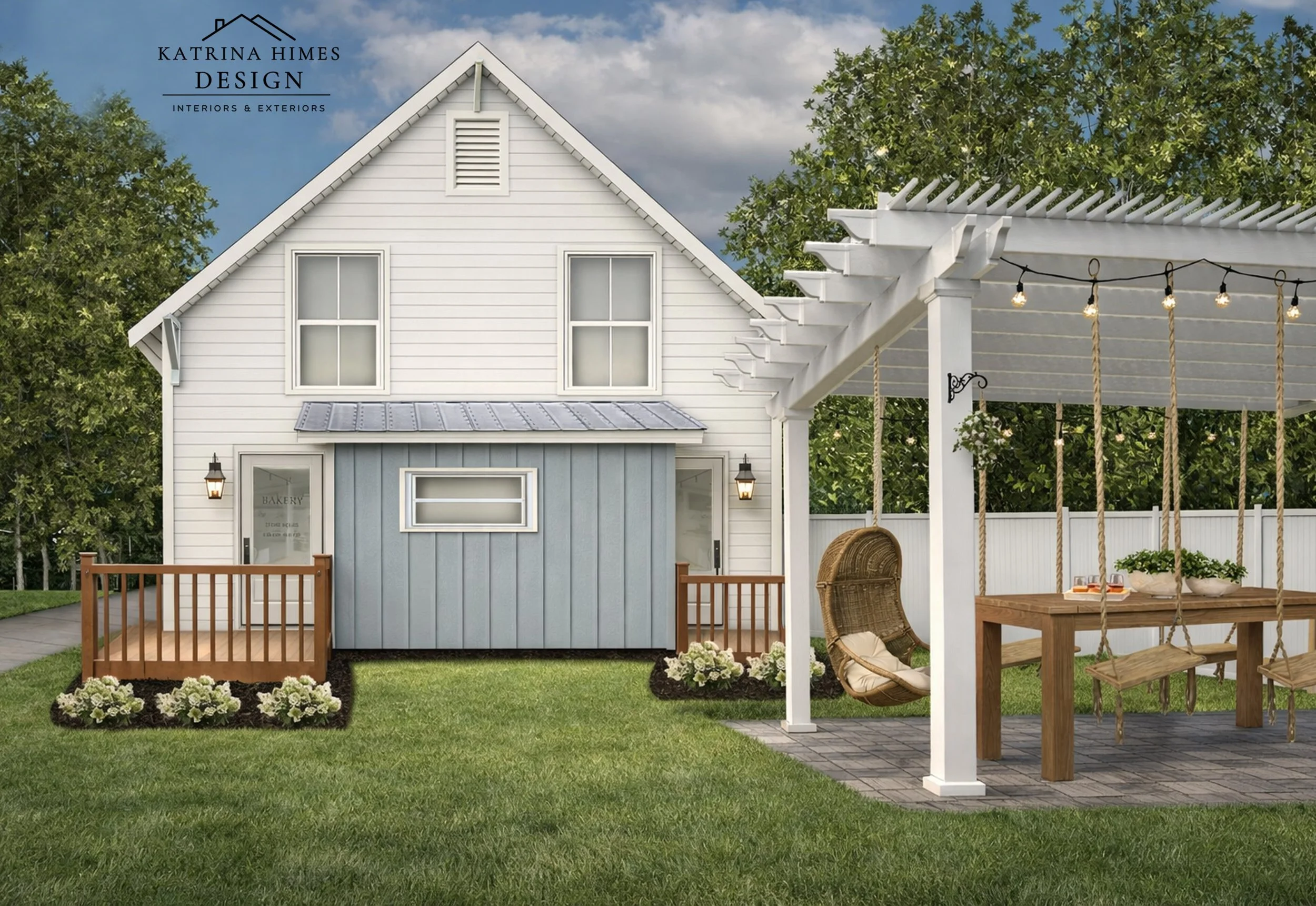 Design Rendering of Rear View of Property