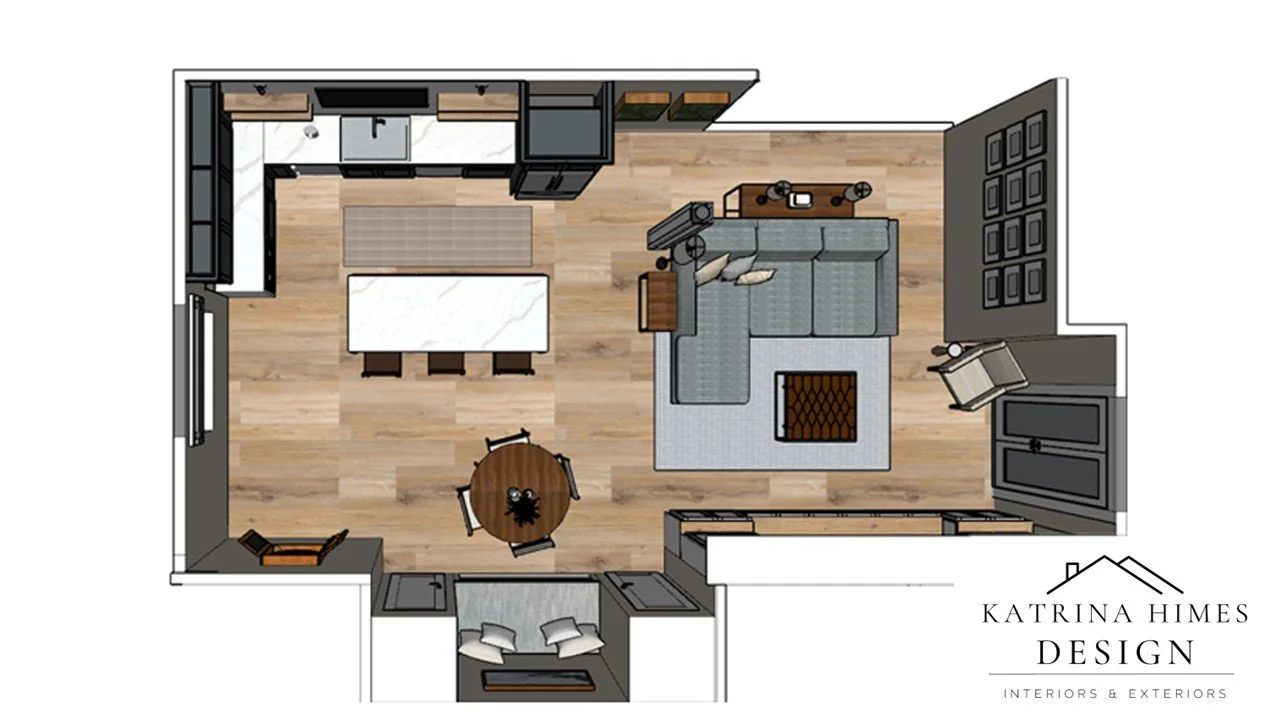 rendering of a Royal Oak, Michigan basement remodel layout