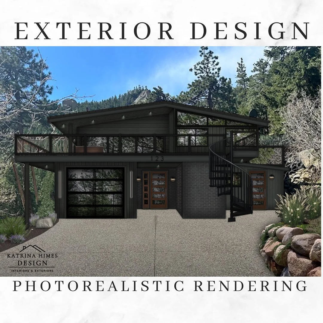 EXTERIOR DESIGN // Modern Mountain Cabin Exterior Rendering of the new design scheme.

Design: Katrina Himes Design

#exteriordesign #exteriorremodel #exteriorreno #exteriorpainting #exteriorpaint #exteriordesigner #michigandesigner #virtualdesigner 
