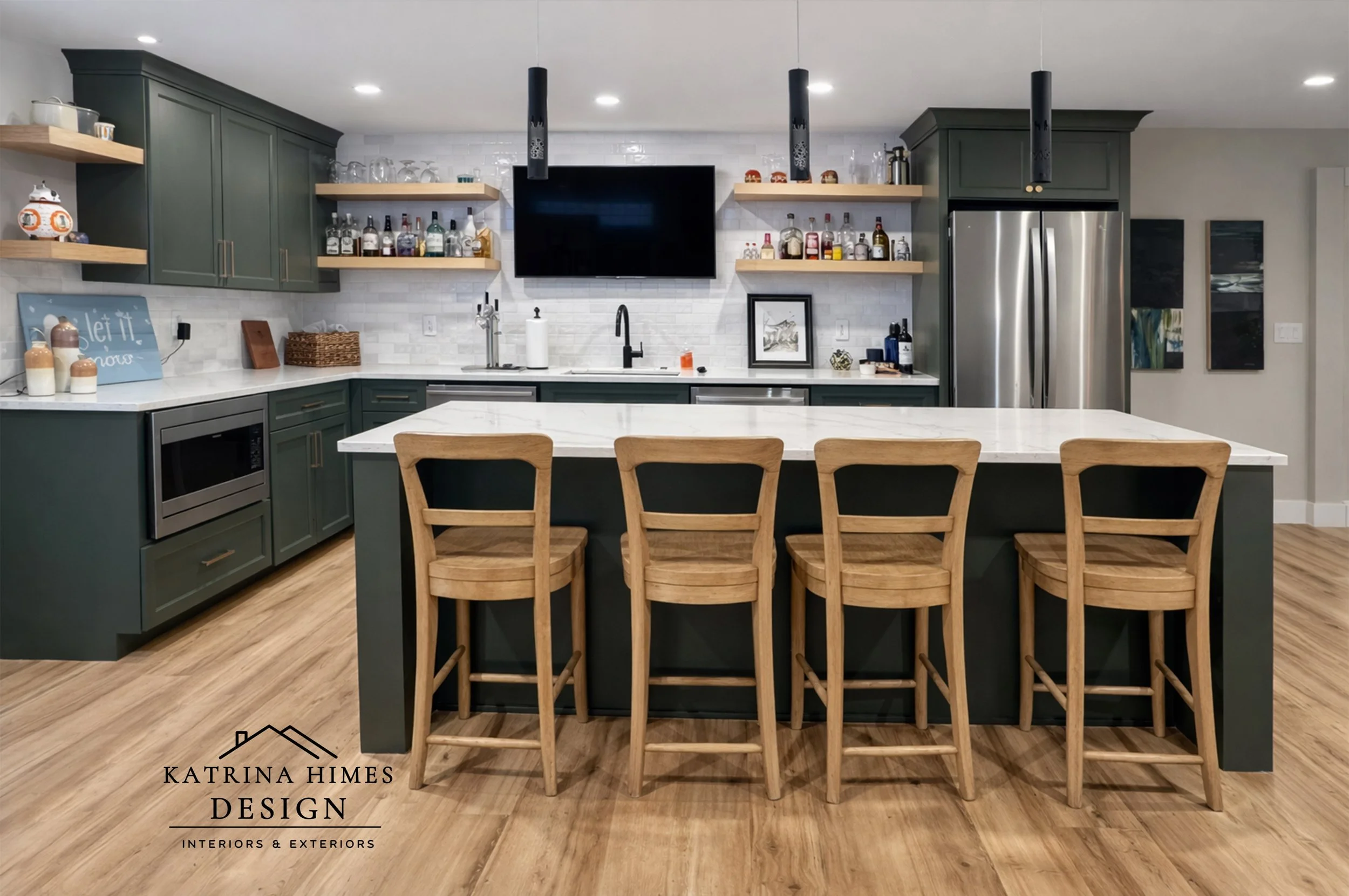 Luxury Basement Kitchen Design Royal Oak Michigan | Basement Remodel & Bar Design
