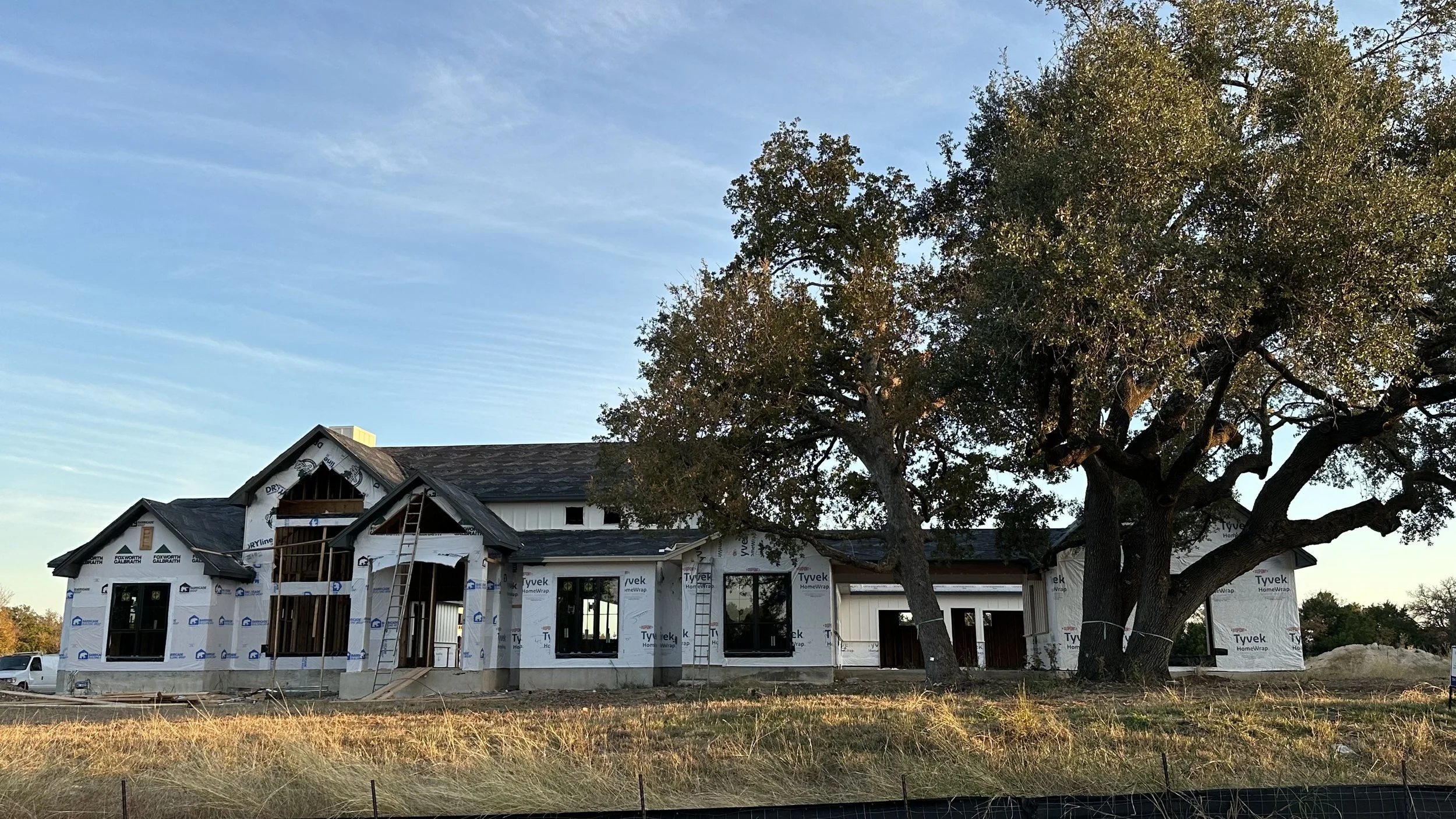 New construction home during framing phase before exterior design