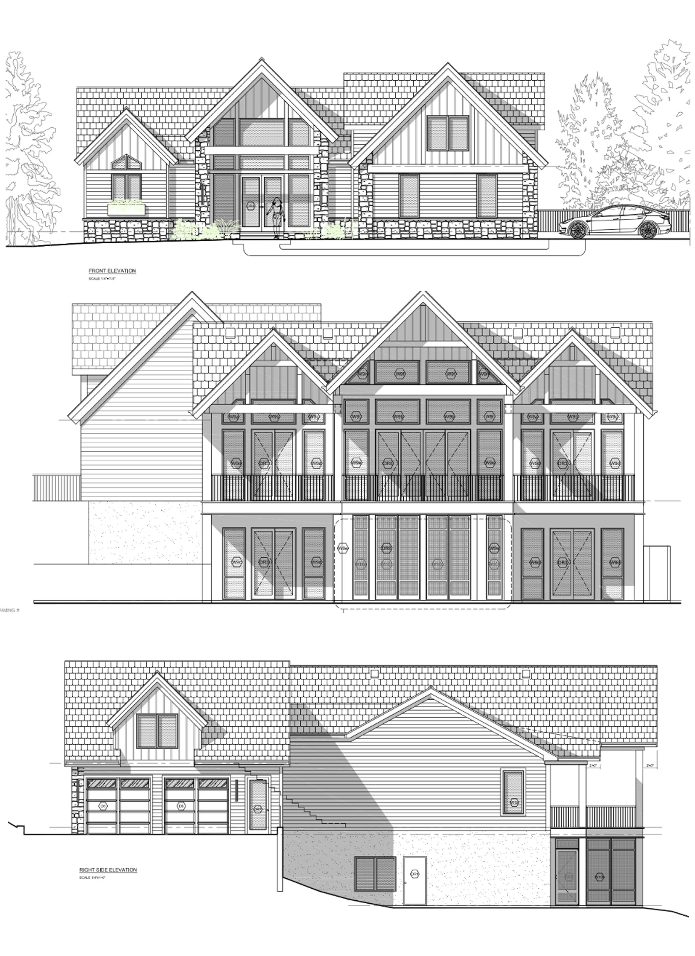 Architectural elevations used for exterior design planning
