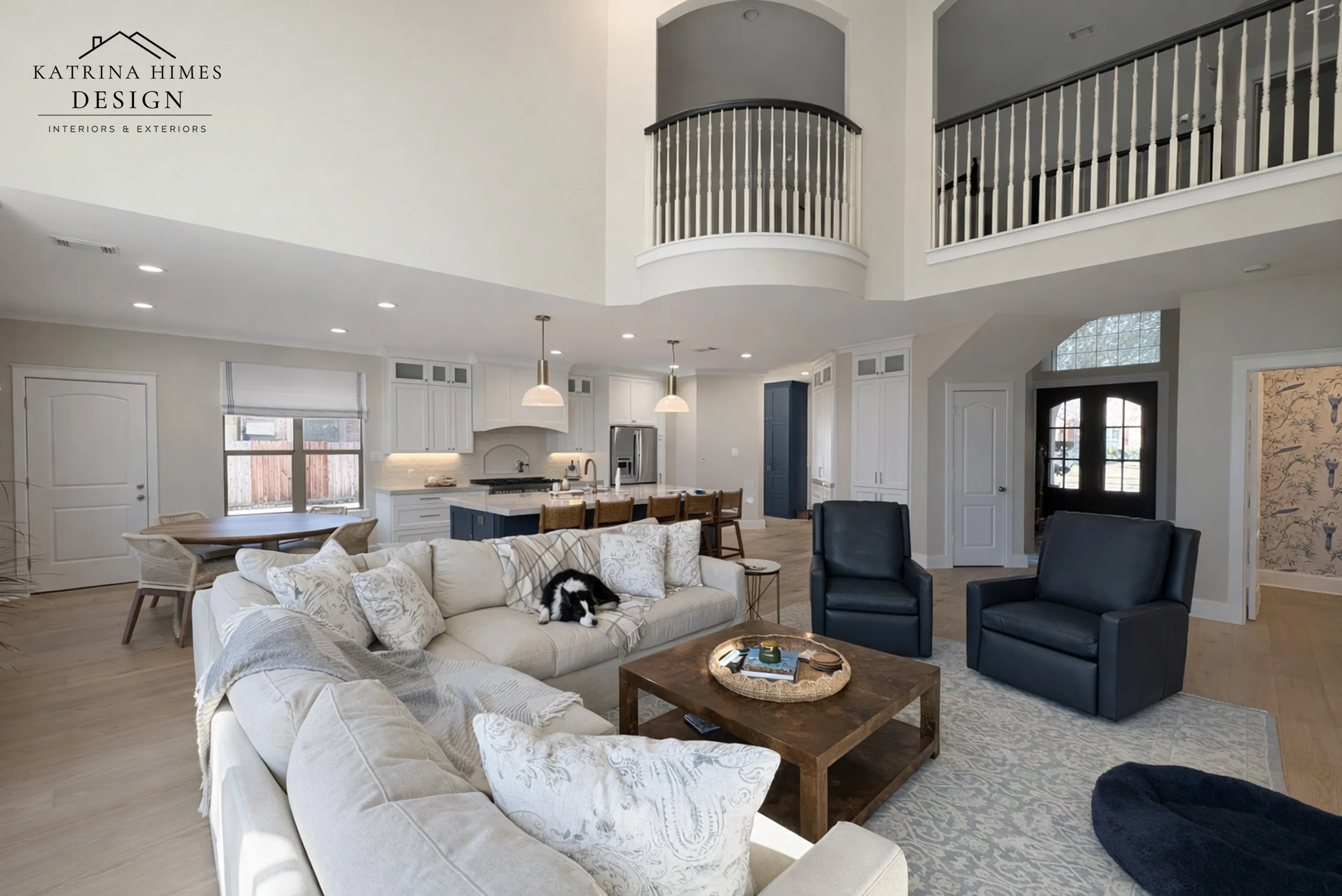 Luxury Transitional Kitchen Design with Custom Navy Island