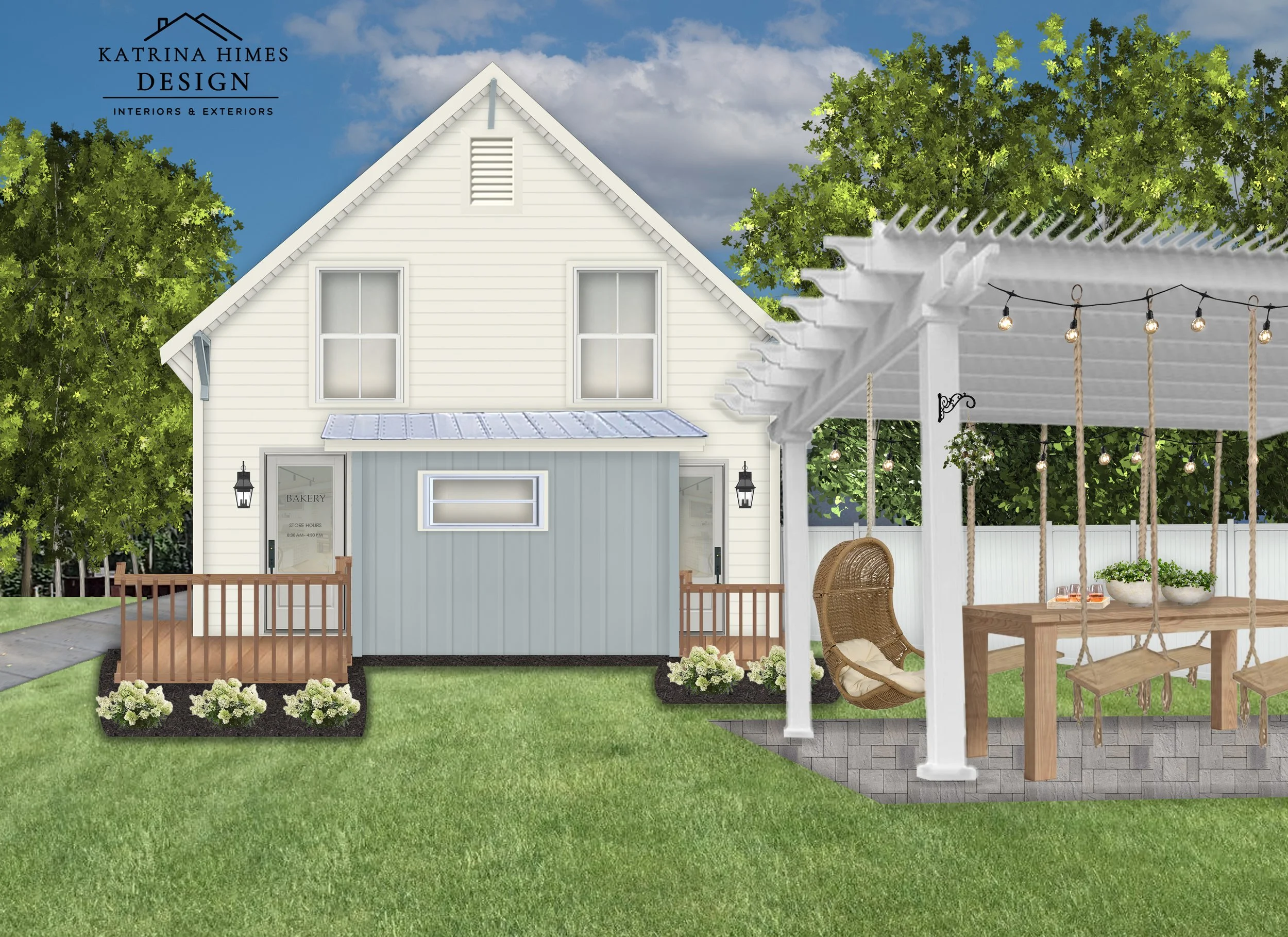 Design Rendering of Rear View of Property