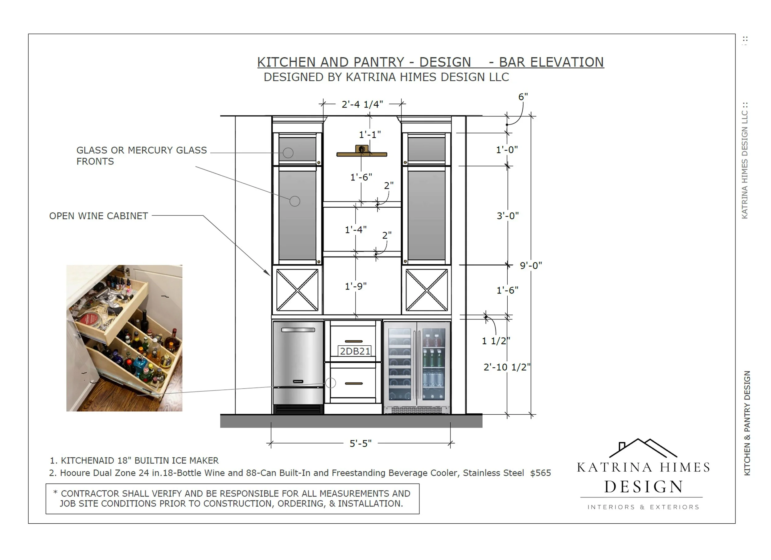 Beverage Bar Design Elevation Drawing
