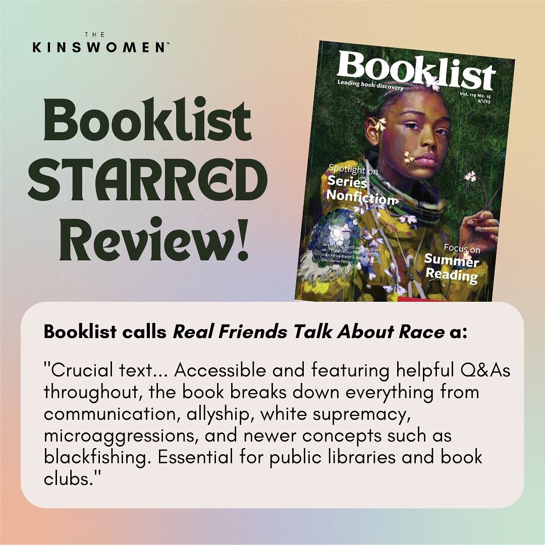 We&rsquo;ve been so excited to share this&hellip;!!!

Booklist calls Real Friends Talk About Race a &ldquo;crucial text.&rdquo; It&rsquo;s an honor to receive a starred review from this publication! ⭐️ 

Thank you, Booklist! Swipe to read the full re