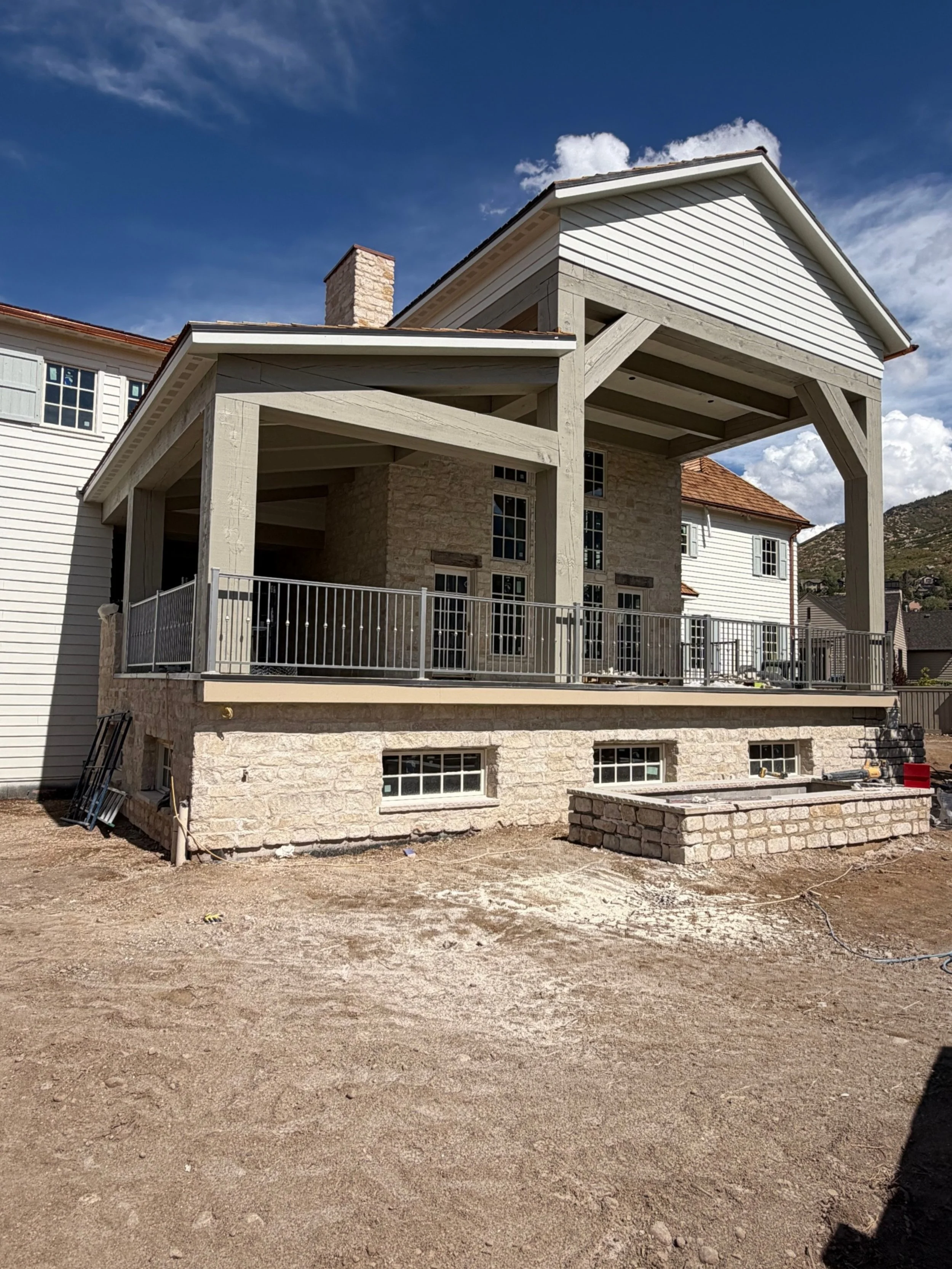 chateau two-story covered deck