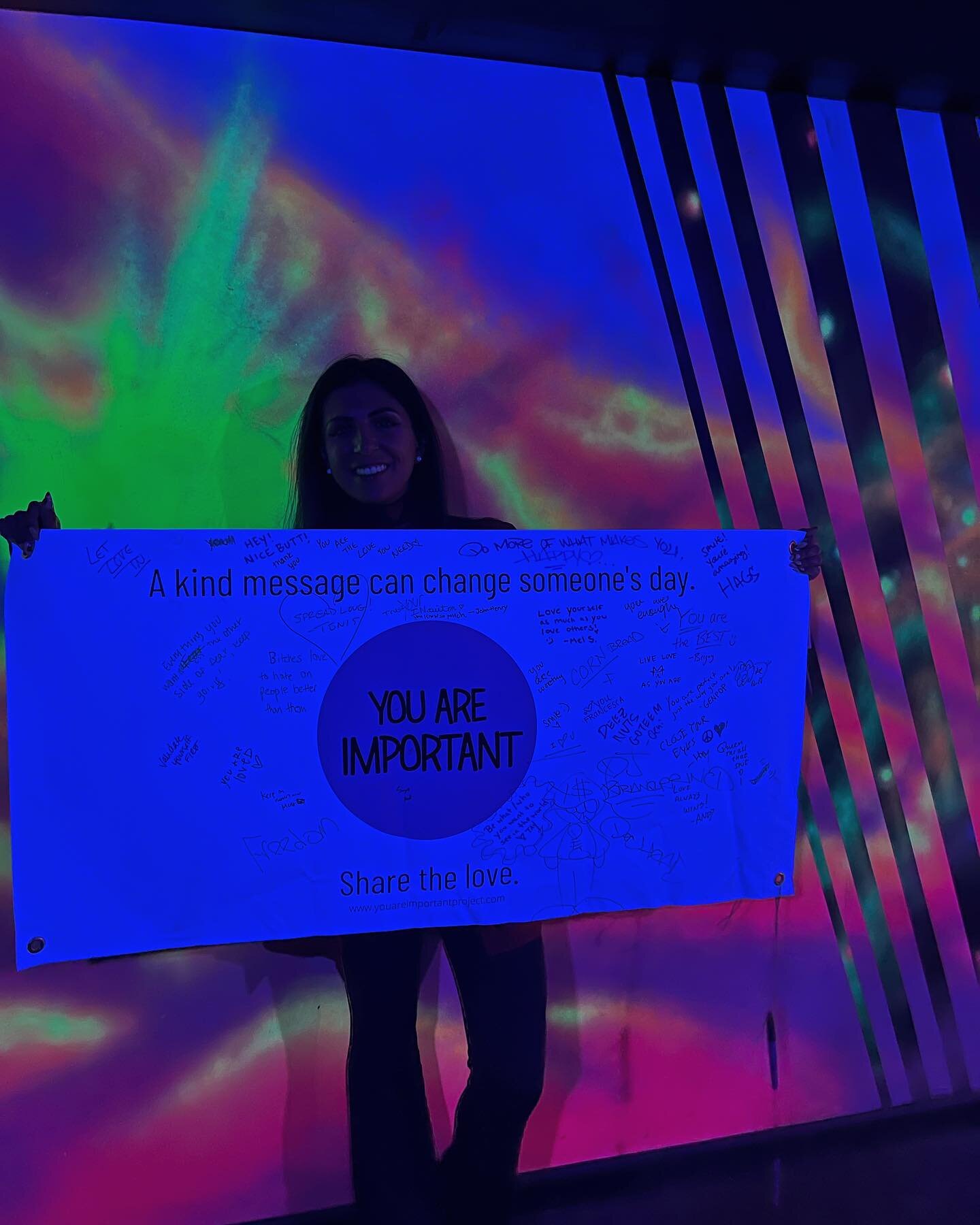 last night we were back at eris evolution with the interactive kindness banner 💗 it seemed like everyone in the venue had  a you are important sticker or wristband. it&rsquo;s amazing what a little kindness can do - and we love to be a catalyst in f