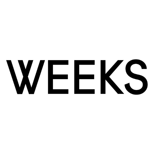 The word "WEEKS" written in bold black letters on a white background.