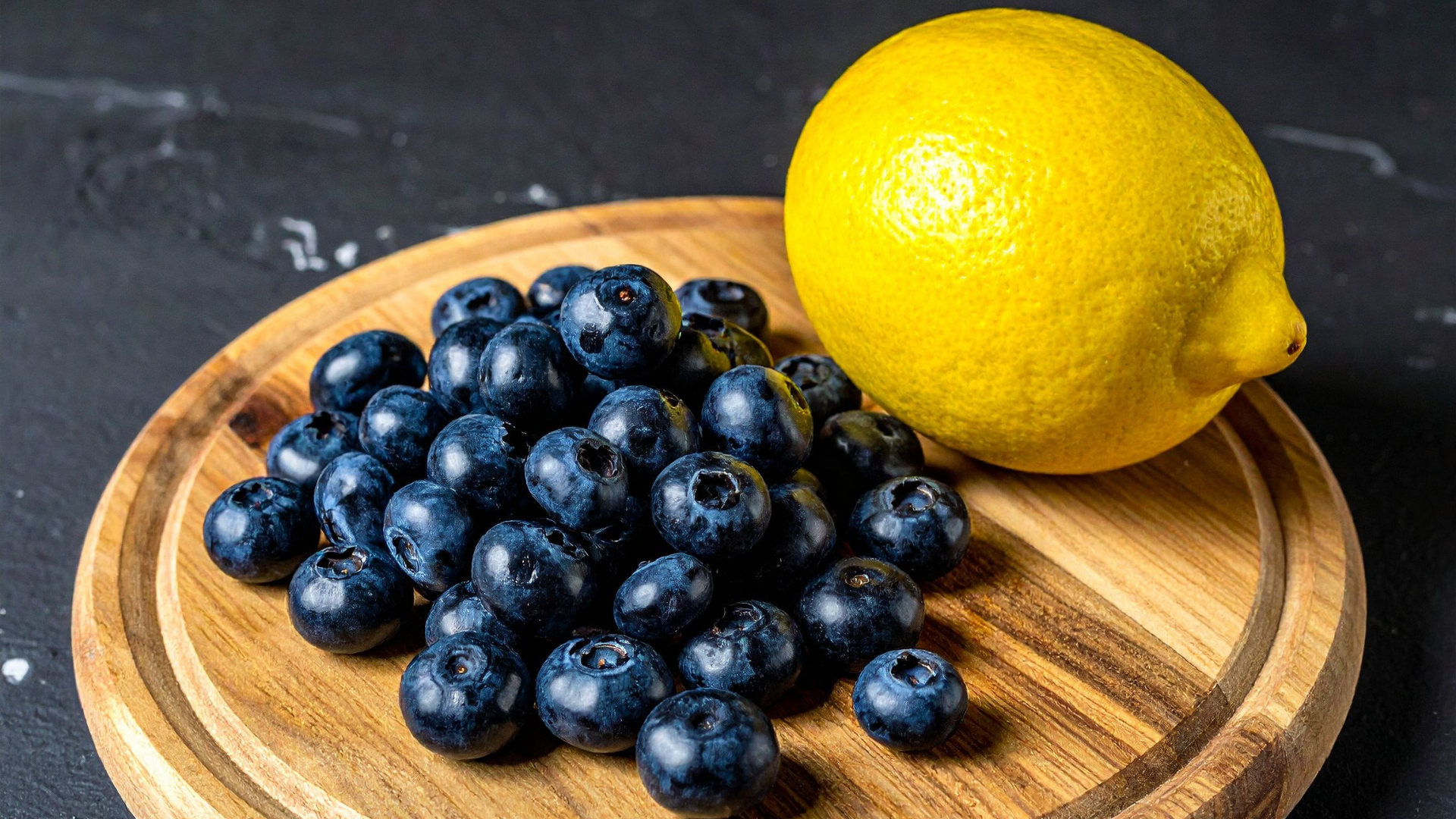 a lemon and some blueberries