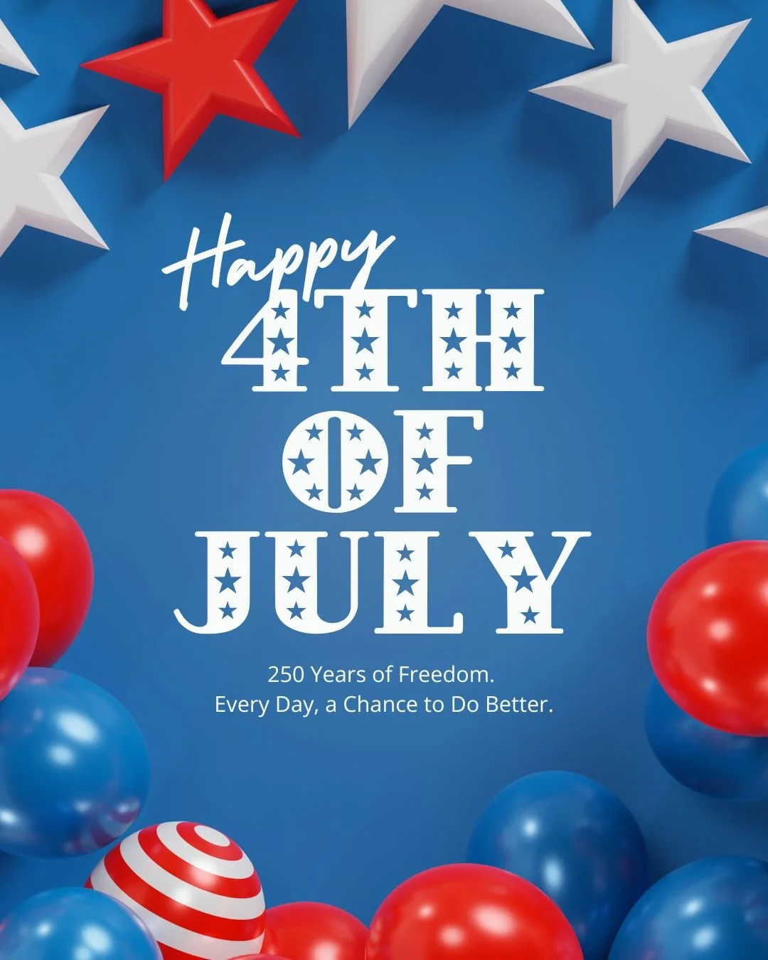 Today we celebrate 250 years of a nation still growing. 🇺🇸❤️🤍💙

Our history is filled with moments of courage and moments we wish had been different. But the greatest gift of freedom is the opportunity to learn, to grow, and to choose kindness ov