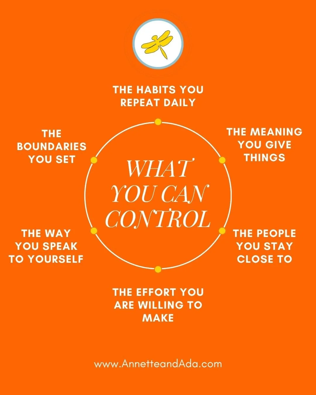 There is so much in life we simply cannot control and spending our energy fighting that reality can leave us exhausted.

But there are things that belong to us: our boundaries, our habits, our effort, our self-talk, the people we allow close, and the