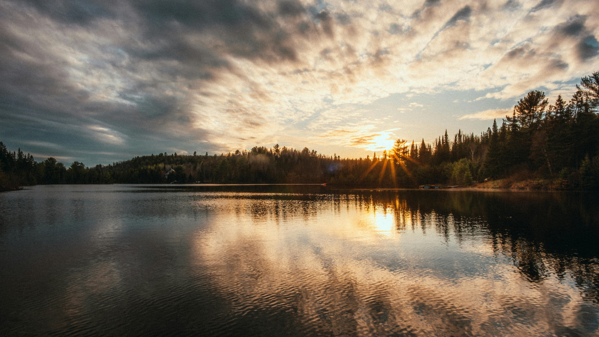 sunrise on a mountain lake