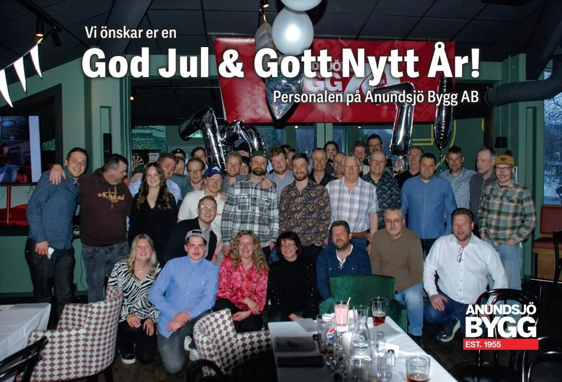 Tack till all kunder och samarbetspartners f&ouml;r &aring;ret som g&aring;tt!

H&auml;lsningar fr&aring;n personalen p&aring; Anundsj&ouml; Bygg AB!

#&auml;lskaanundsj&ouml; 
#anundsj&ouml;bygg