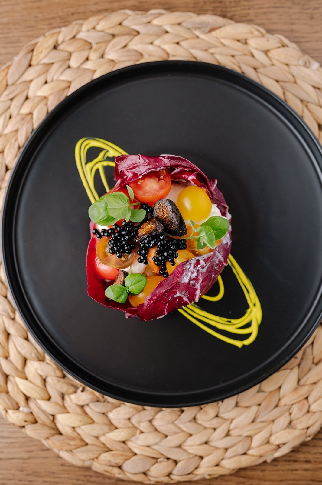 Our Burrata &amp; Heirloom Tomato Salad is one of our most popular plated salads, not just because it is next level delicious but it is oh so gorgeous!

basil oil + crema, heirloom tomato, aged balsamic, grilled radicchio