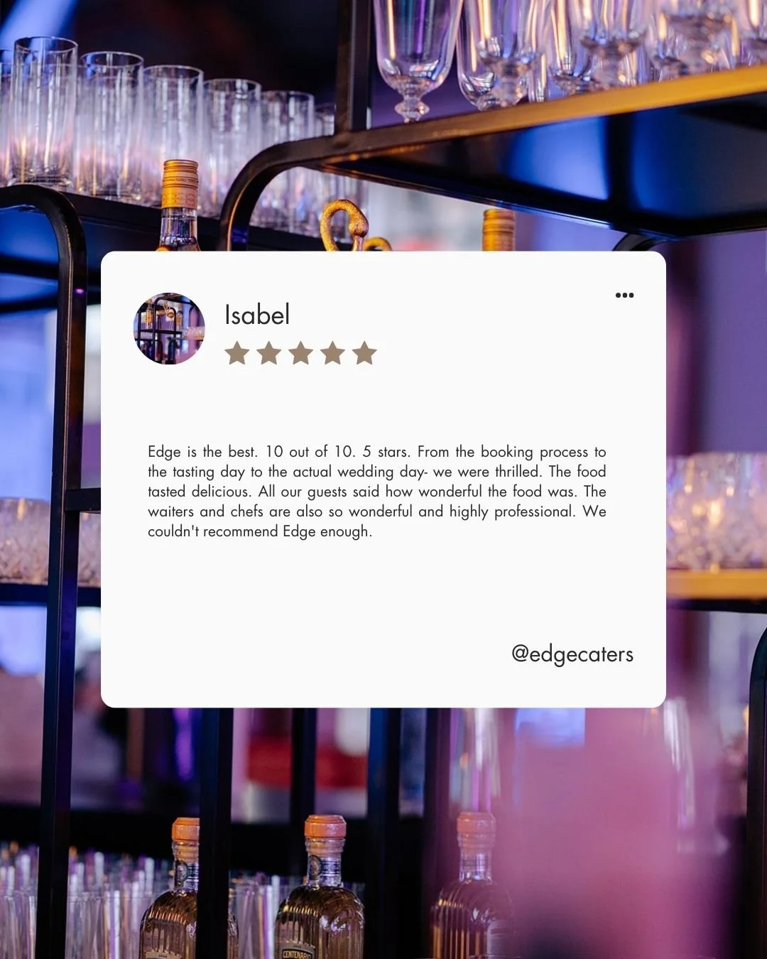 10/10 + 5 stars?! We&rsquo;ll take it! 😍✨ From tasting day to wedding day, we loved being part of your celebration. Huge thanks for trusting Edge&mdash;and we&rsquo;re so happy you and your guests enjoyed every bite. Cheers to forever! 💍🥂