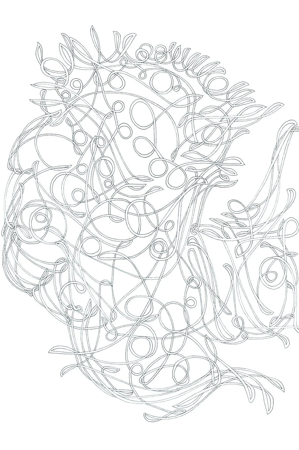 Eliza Stamps. “Untitled” (2019,) Pen and ink on 300 lb. Arches Hot Press Paper, 7.5” x 11.25”