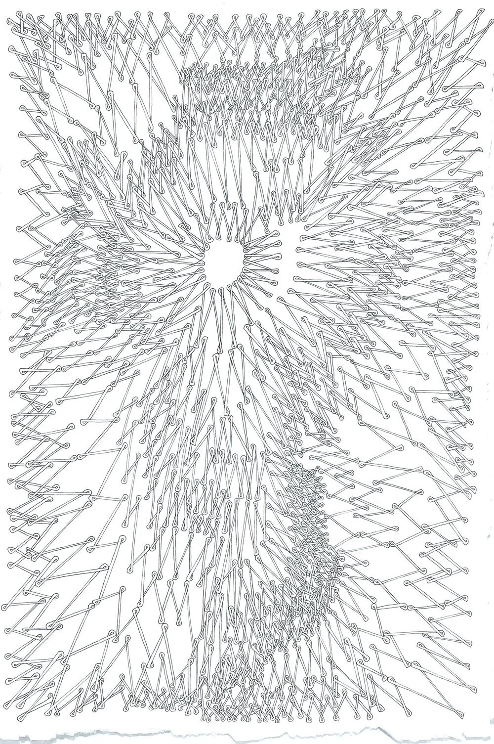 Eliza Stamps. “Untitled” (2019), Pen and ink on 300 lb. Arches Hot Press Paper, 7.5” x 11.25”