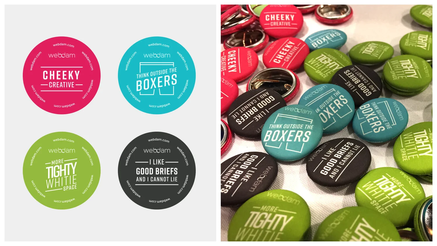 Creative Briefs pins and buttons