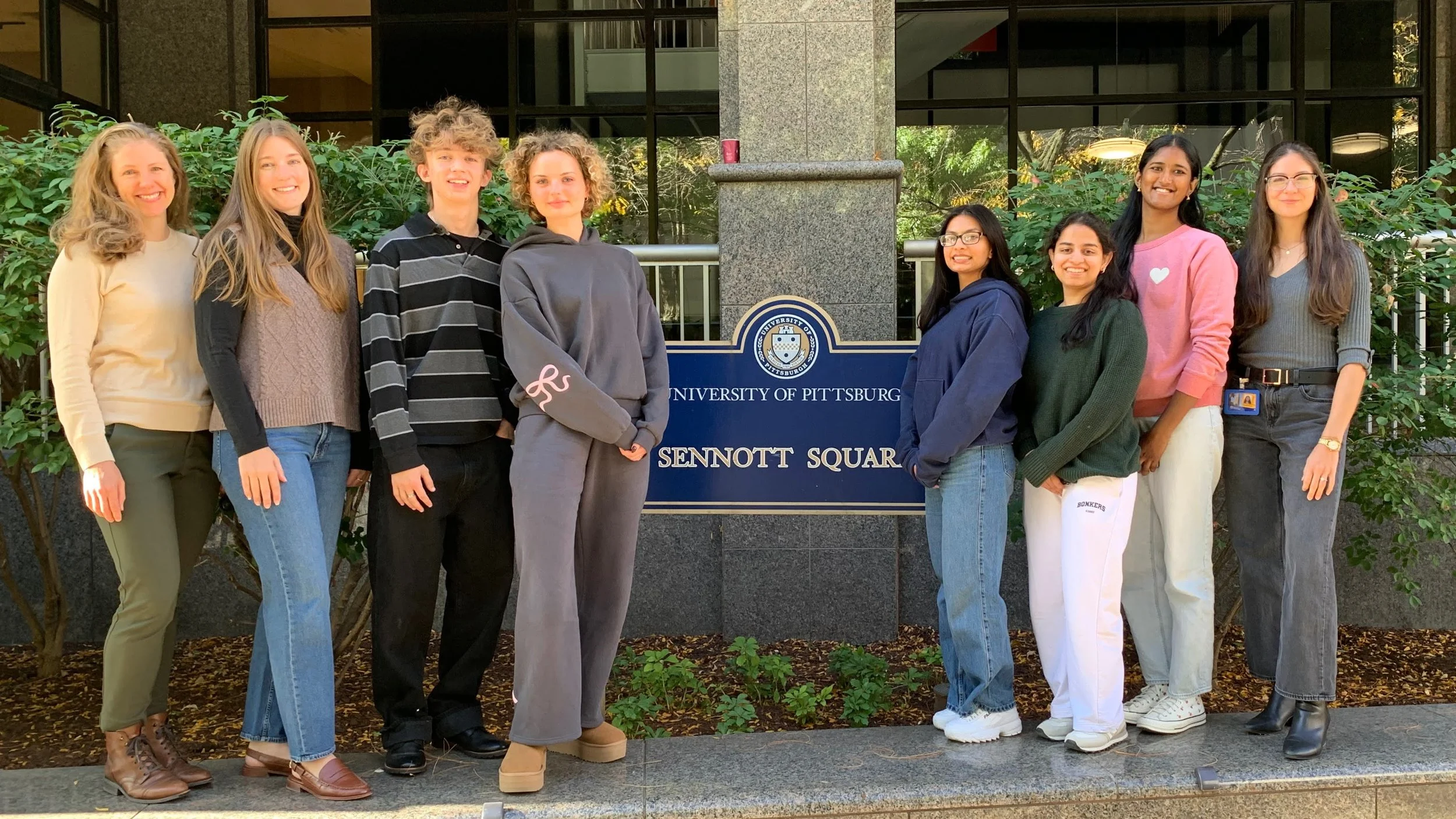 PNI Lab Fall 2025-Spring 2026: (L to R) Rebecca Reed, Abby Hillmann, Jude Borowski, Alina Kolchina, Diksha Adhikari, Nainika Pansari, Baradhi Kumar, Jackie Rodriguez-Stanley