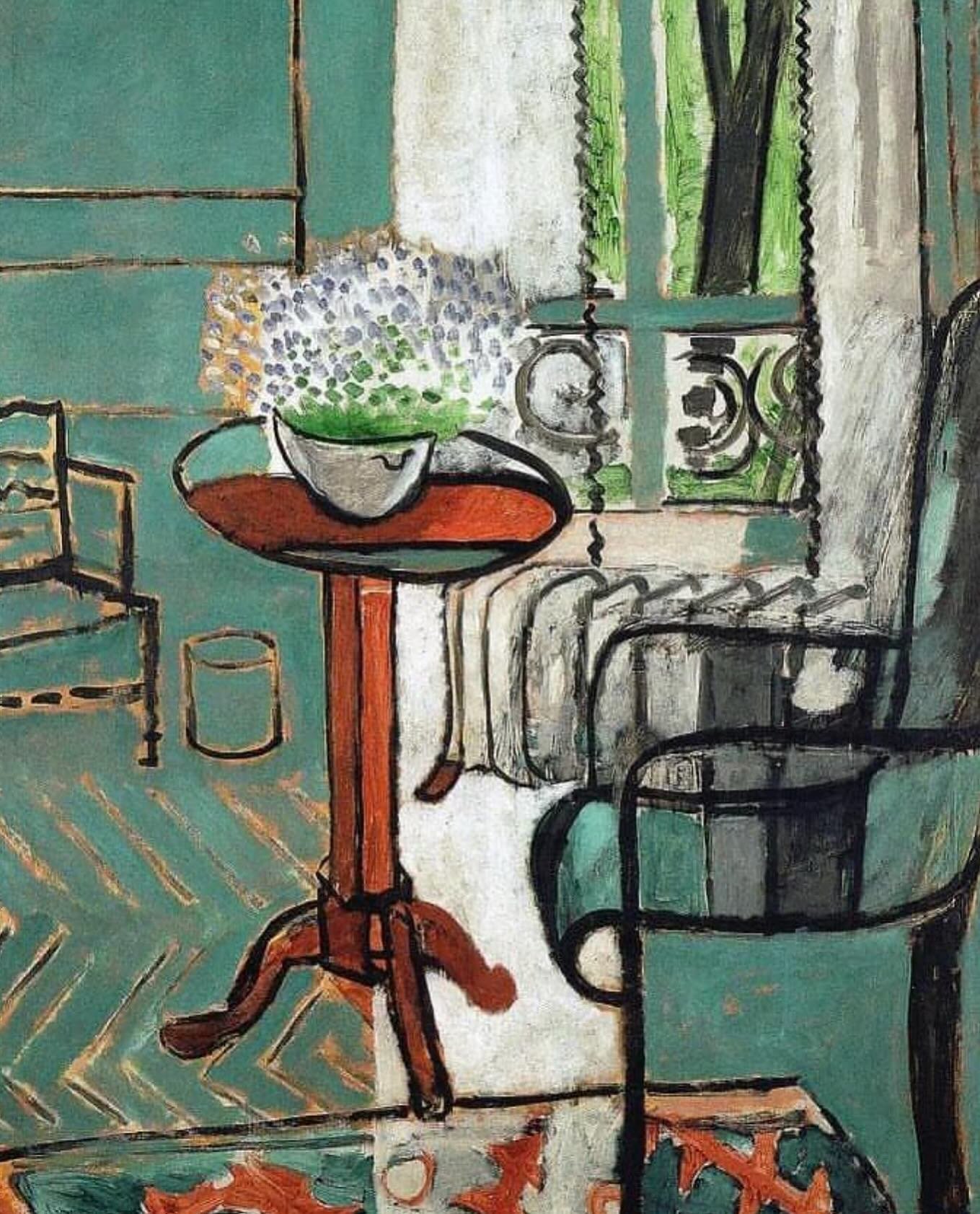 We&rsquo;re in the South of France and of course the Matisse Museum is on the top of my list of places to visit! 
Hope we might see &lsquo;The Green Room&rsquo; painted in 1916.
RG @art.infinitus 

#matisse #henrimatisse #shadesofgreen #colourinspira