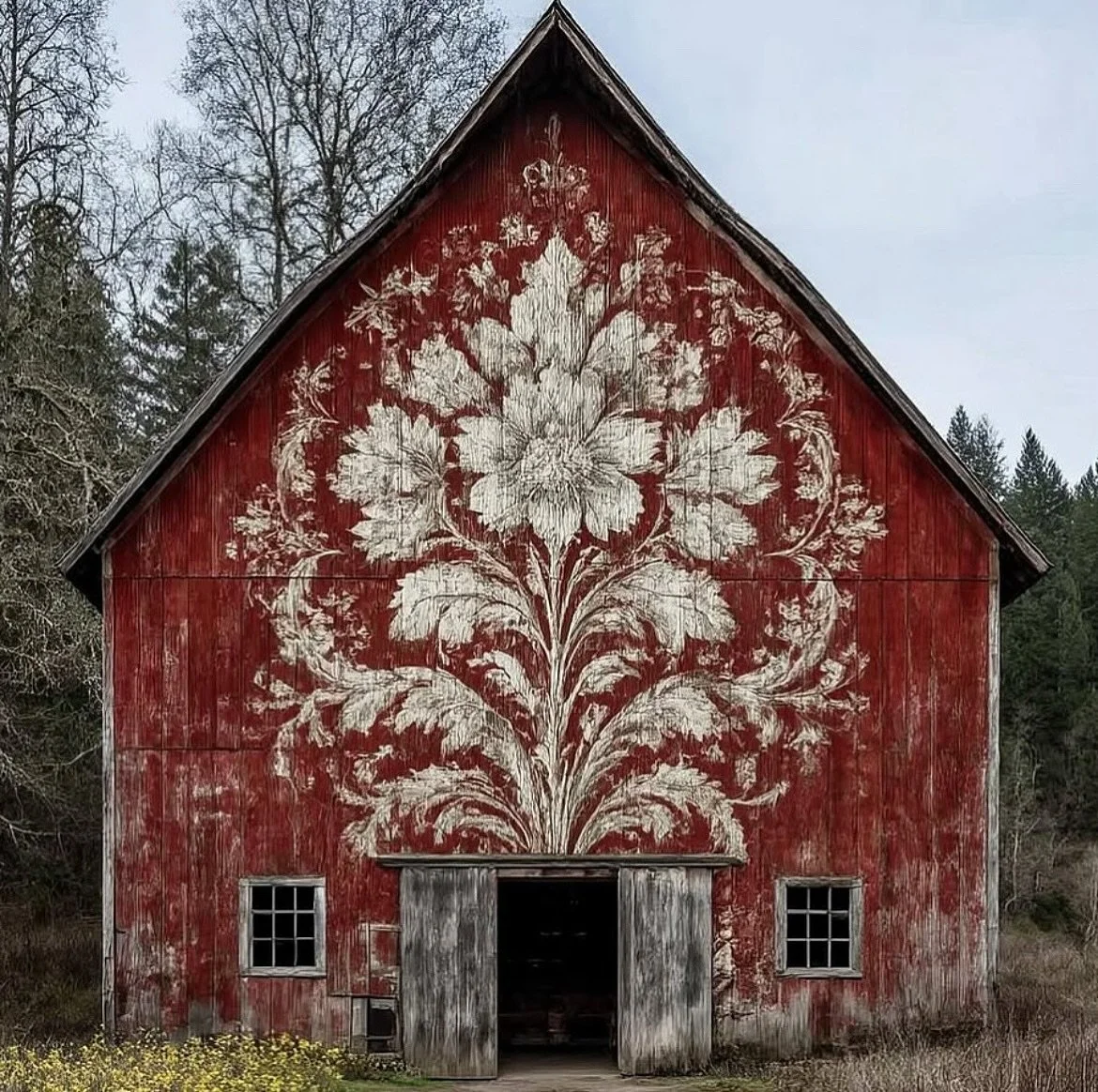 Normally I only post textile related images however I couldn&rsquo;t resist this fabulous floral artwork on such a beautiful barn.
RG @michellenussbaumer 

#floraldesign #floral #floralinteriors #floralbarn #designinspiration #patterninspiration #col