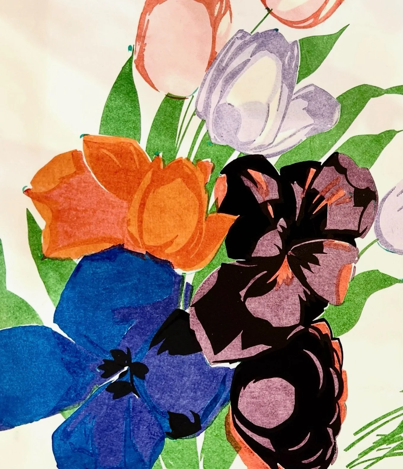 So vibrant and bold, so contemporary although vintage. Strong colours for the start of Autumn&hellip; 
Antique French textile design, early 1900&rsquo;s

#antiquetextile #floralprint #textilearchive #frenchtextiledesign #sophieroet