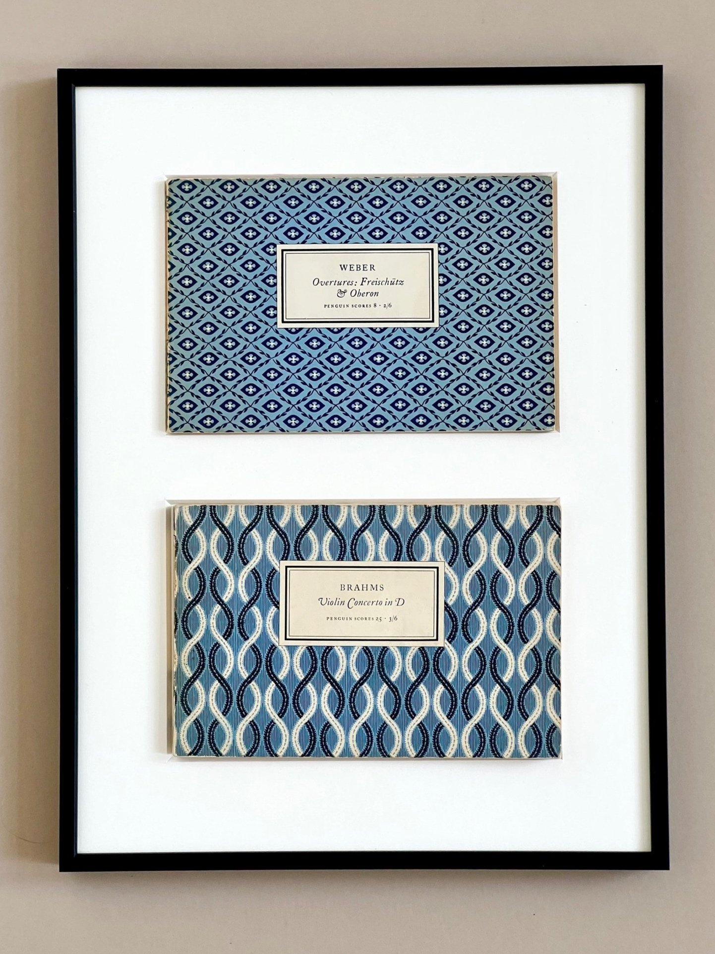 Framed Vintage Brahms & Weber Music Scores