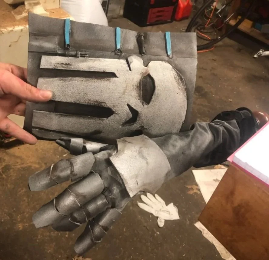Painted and weathered robotic arm