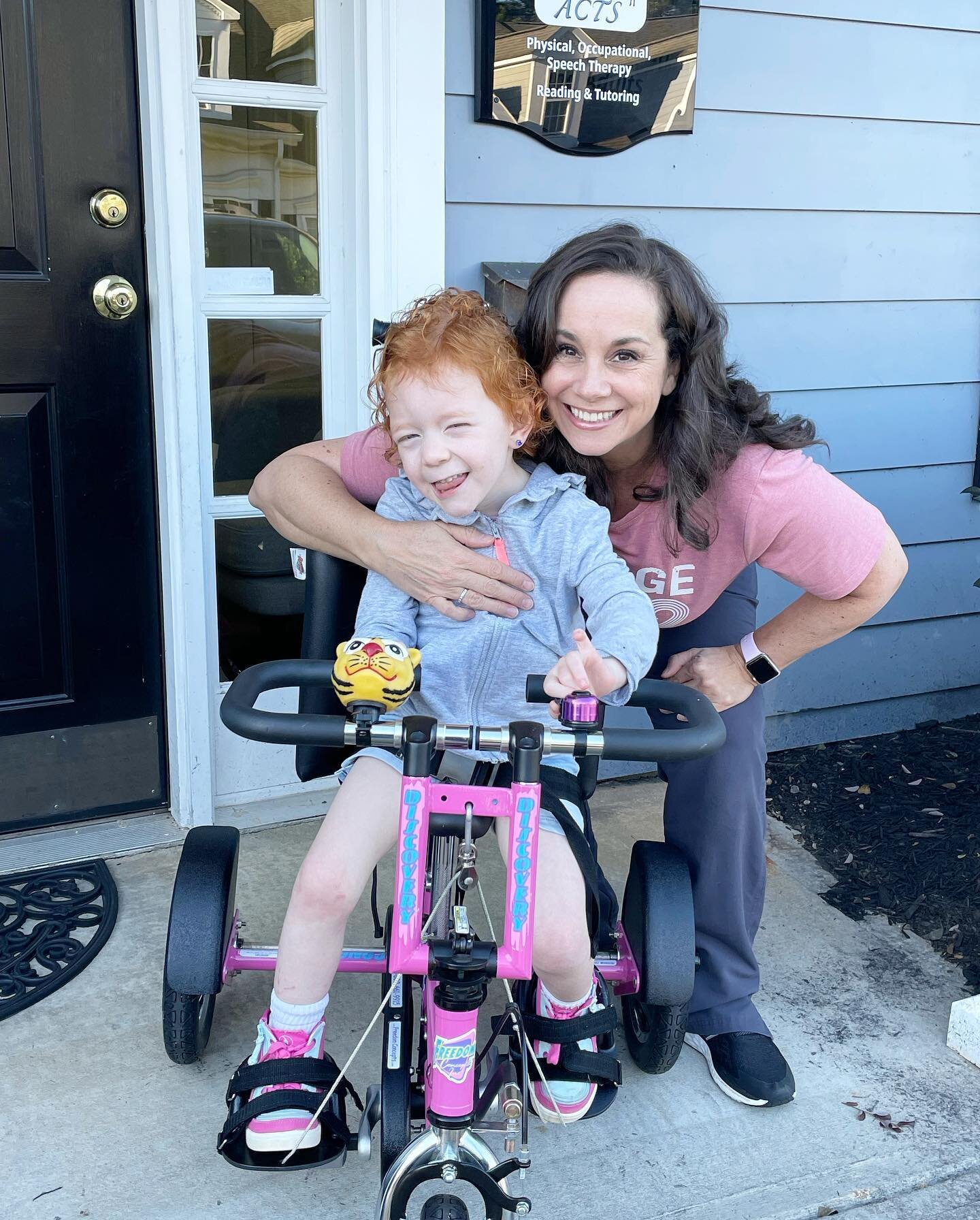 This is Harper Harris. Her family generously donated her Freedom Concepts tricycle now that she has graduated to a regular bike with training wheels. Harper has been in physical therapy since she was 6 months old and now receives OT, PT, and ST with