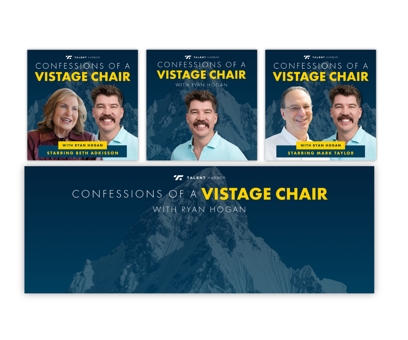 Book cover titled 'Confessions of a Vistage Chair' with photos of Ryan Hogan, Beth Adkisson, and Mark Taylor against a mountain background.