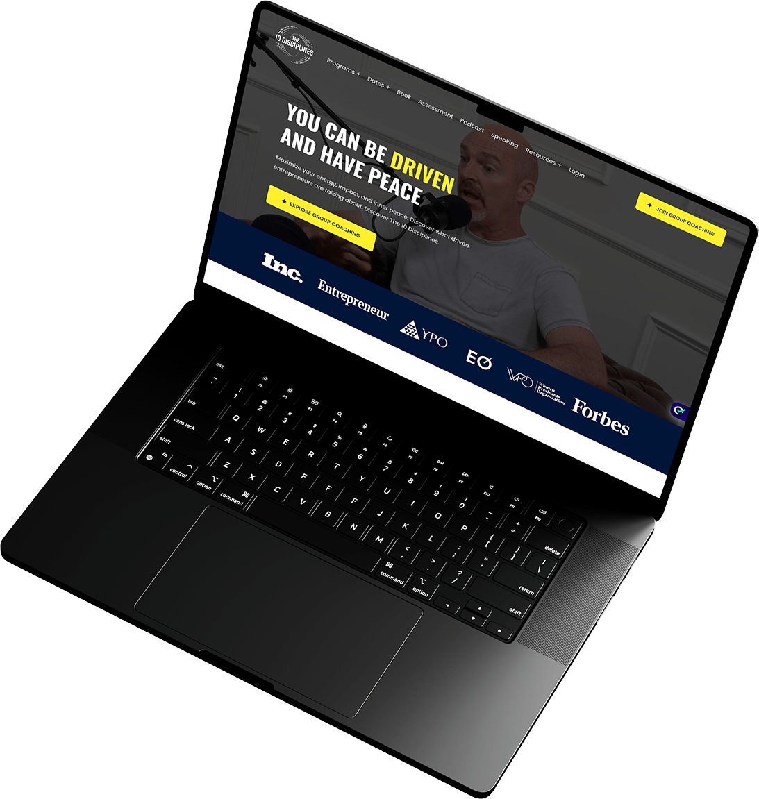 Laptop displaying a business coaching Squarespace website design by squarespace experts